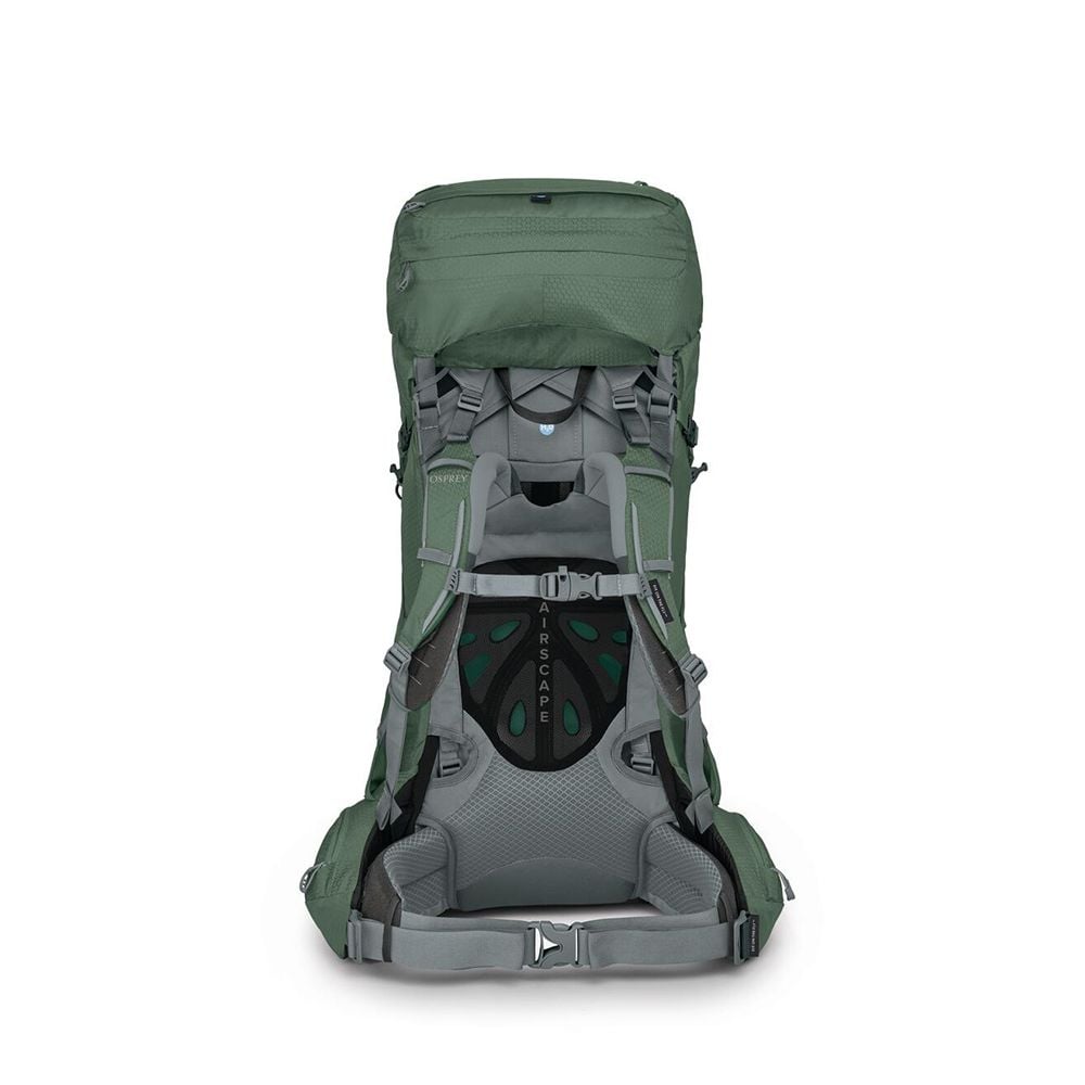 Osprey Ariel 65 Women's Hiking Backpack 65L in Koseret Green — angle view 3