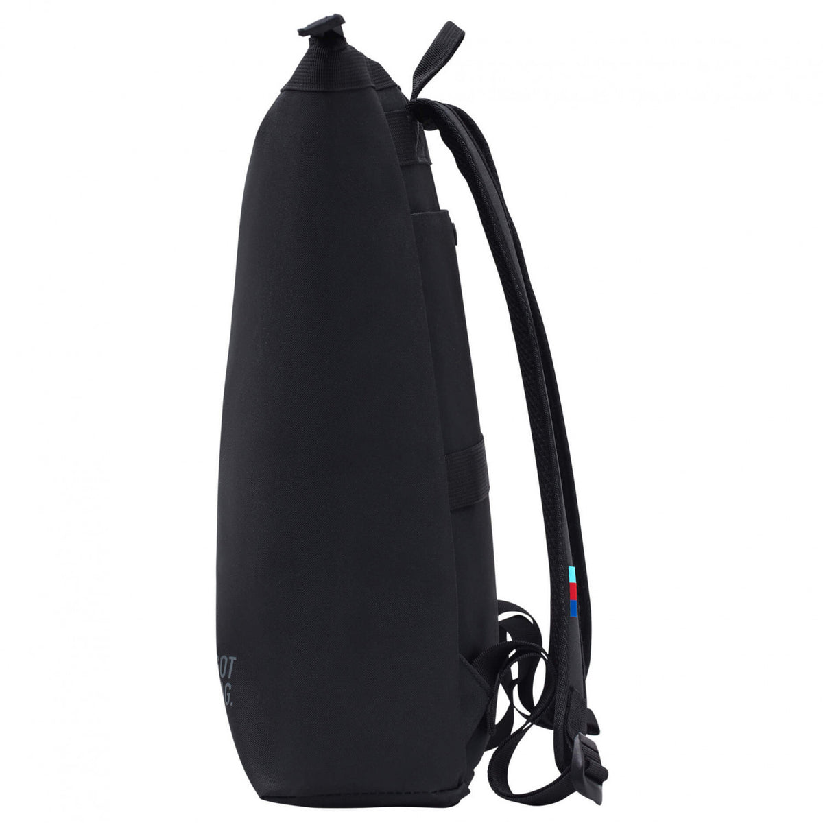GotBag No! Rolltop Backpack (Sustainable) in Black — side view
