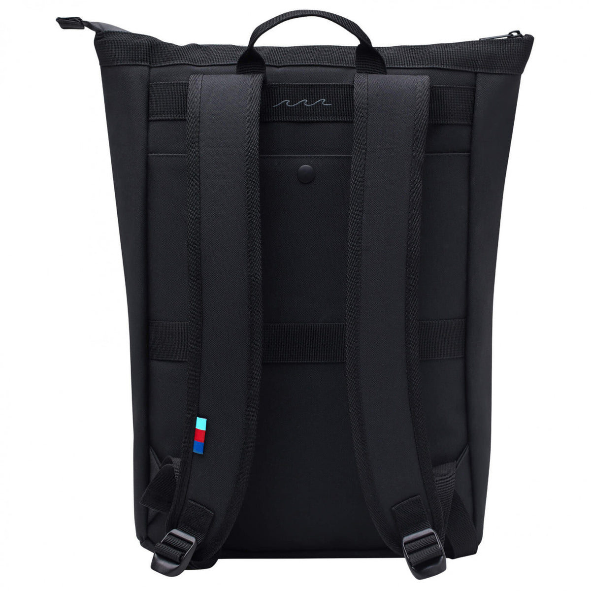 GotBag No! Rolltop Backpack (Sustainable) in Black — back view