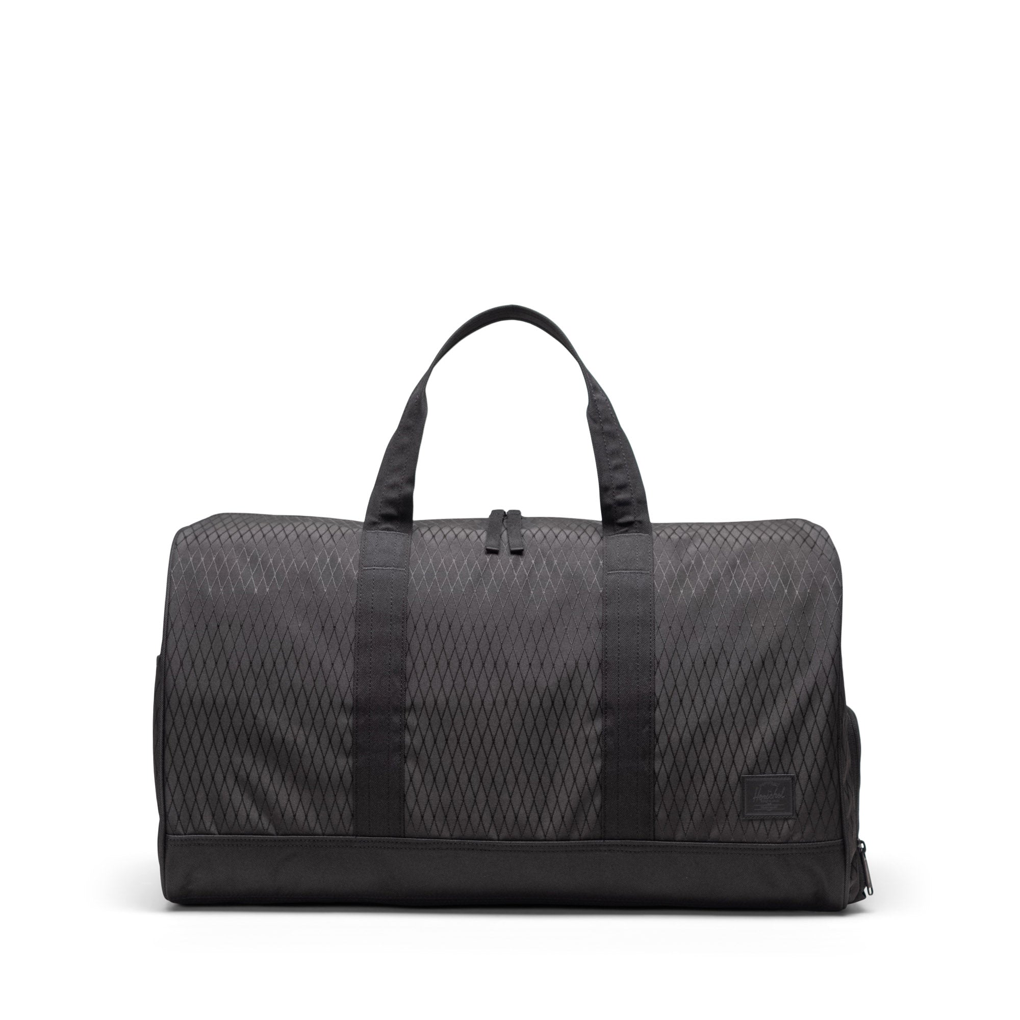 Herschel Novel Duffle 43L in Black Diamond/Black — front view # color_Black Diamond/Black