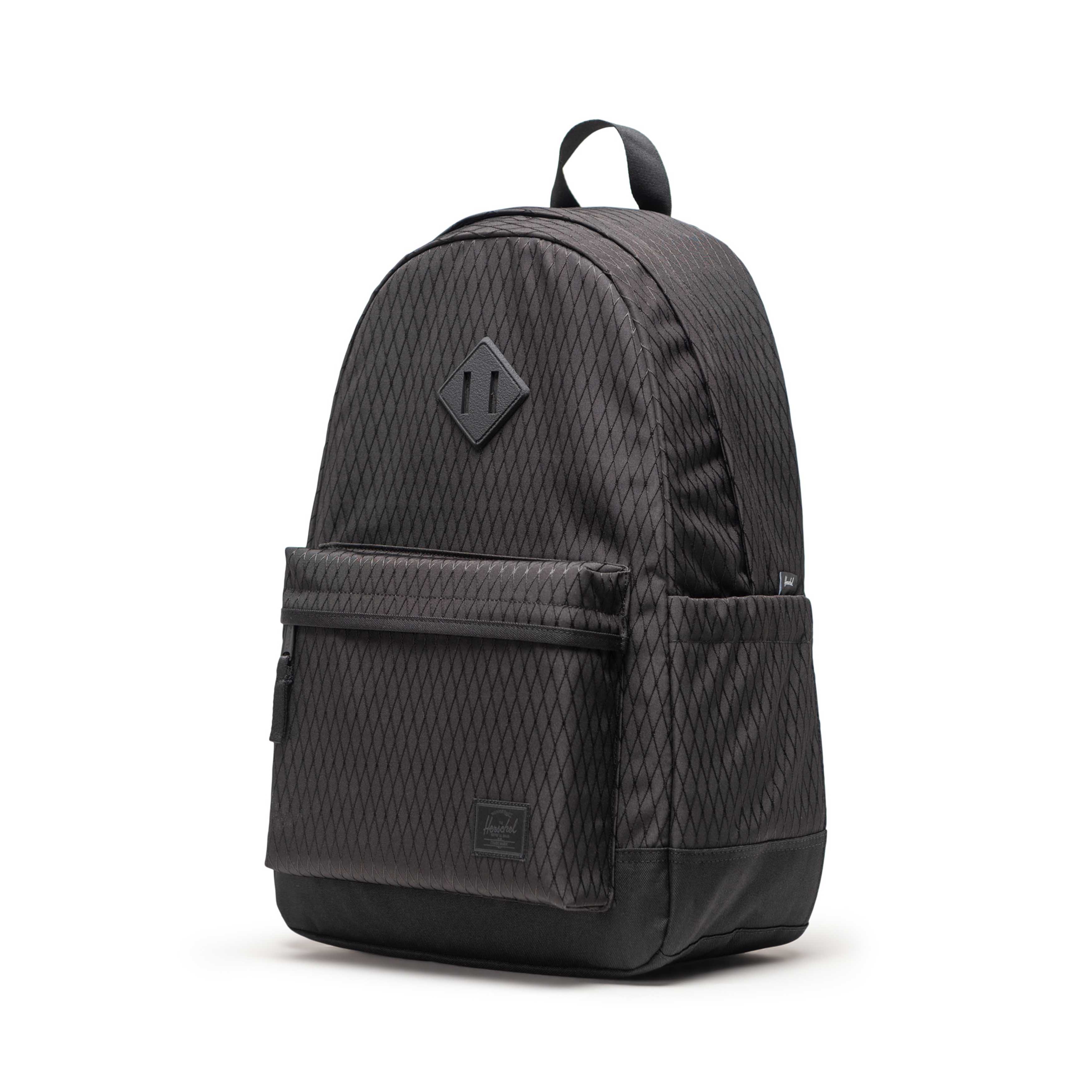 Herschel Heritage Backpack 24L in Black Diamond/Black — angle view 2 # color_Black Diamond/Black