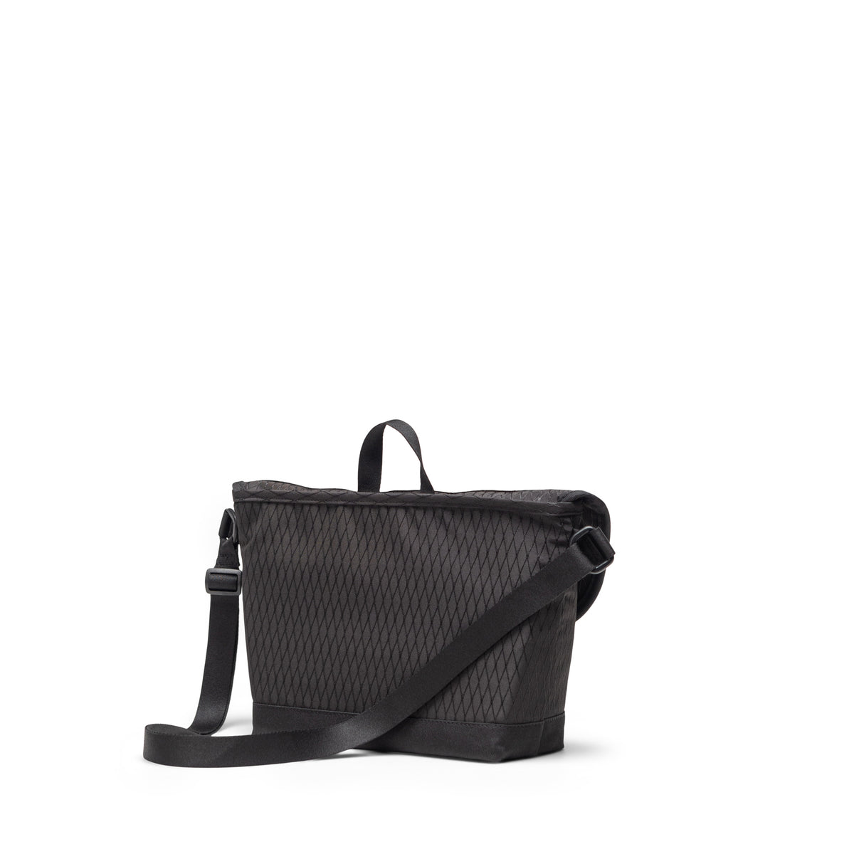 Herschel Cove Messenger Small 7.5L in Black Diamond/Black — angle view 3 # color_Black Diamond/Black