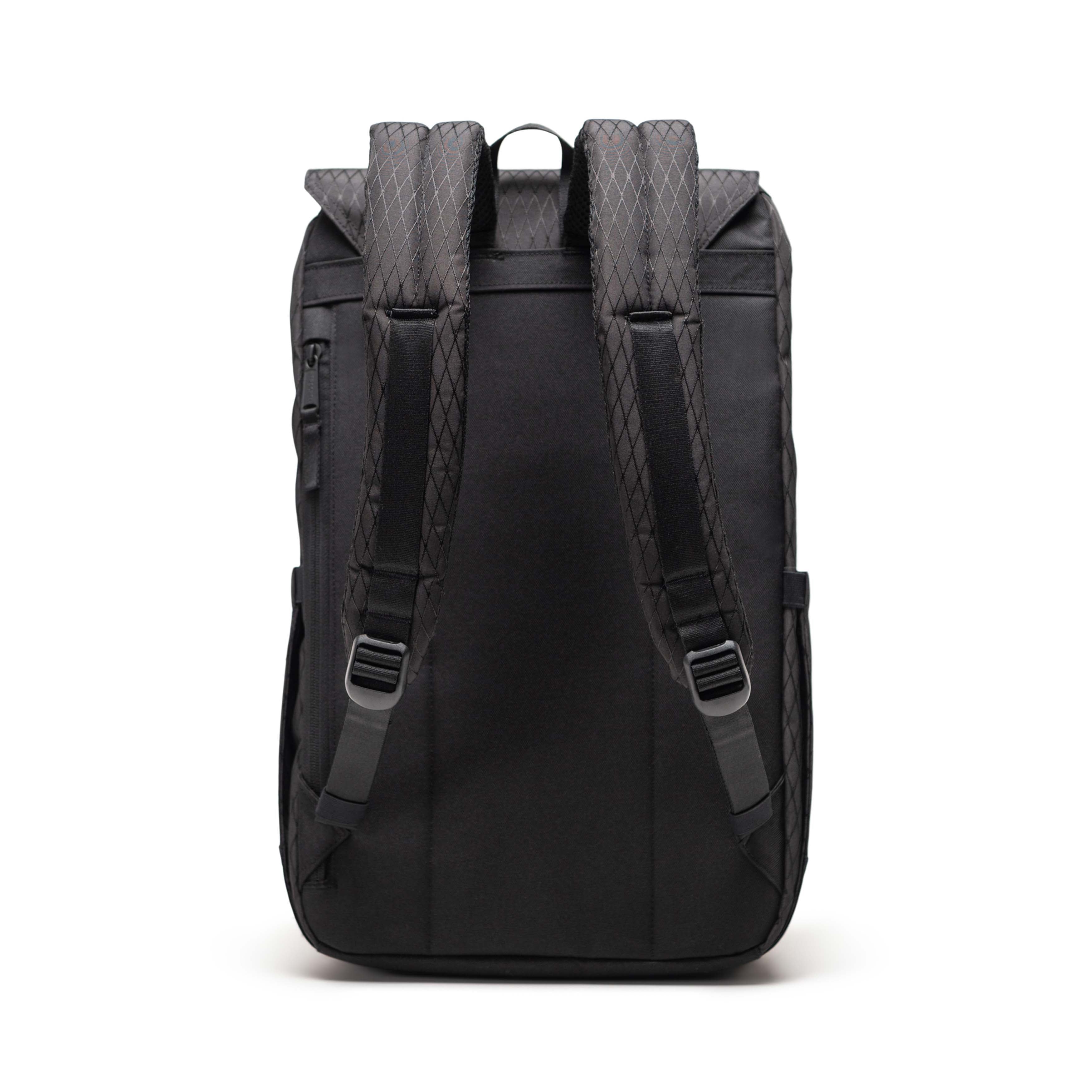 Herschel Retreat Backpack 23L in Black Diamond/Black — back view # color_Black Diamond/Black