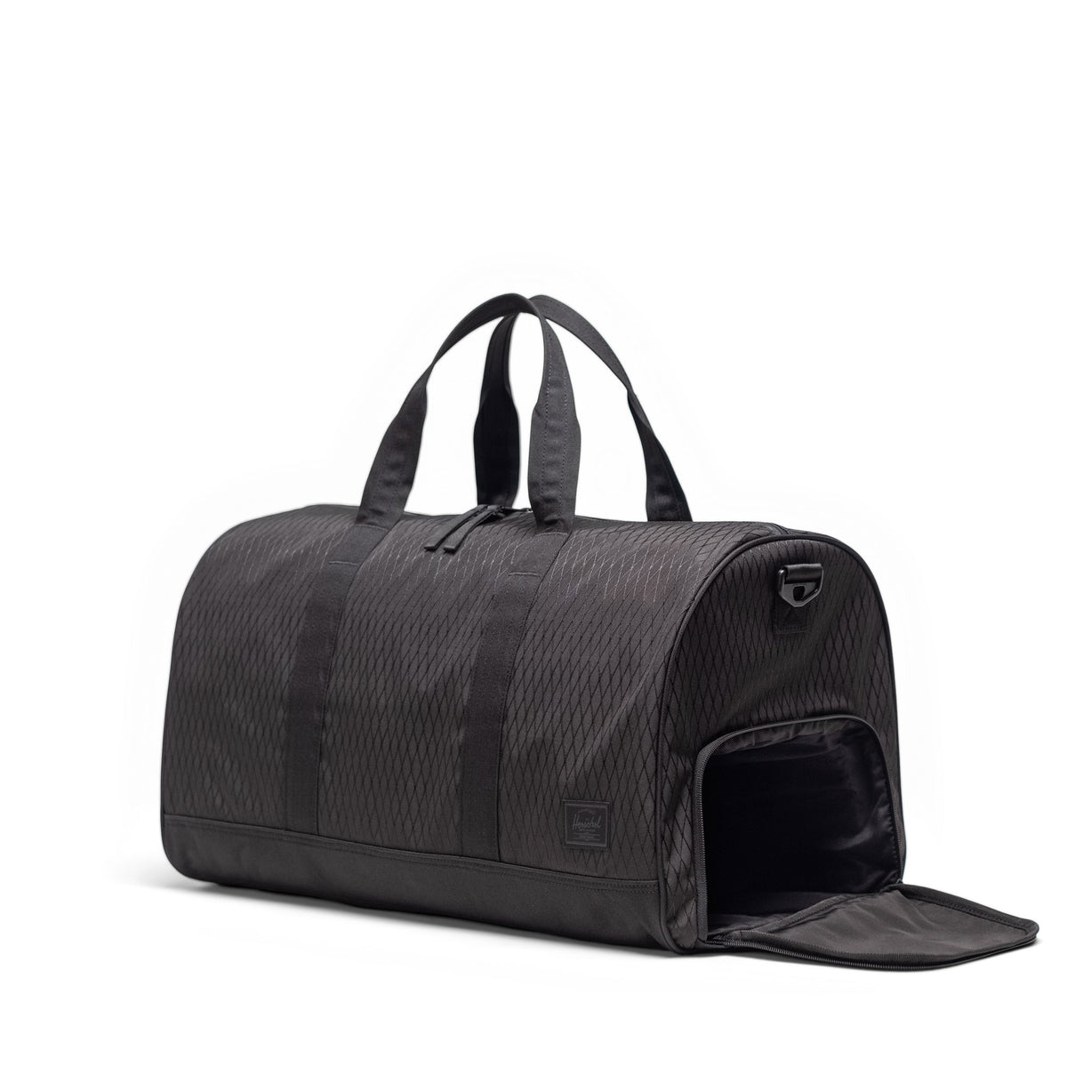 Herschel Novel Duffle 43L in Black Diamond/Black — interior view # color_Black Diamond/Black