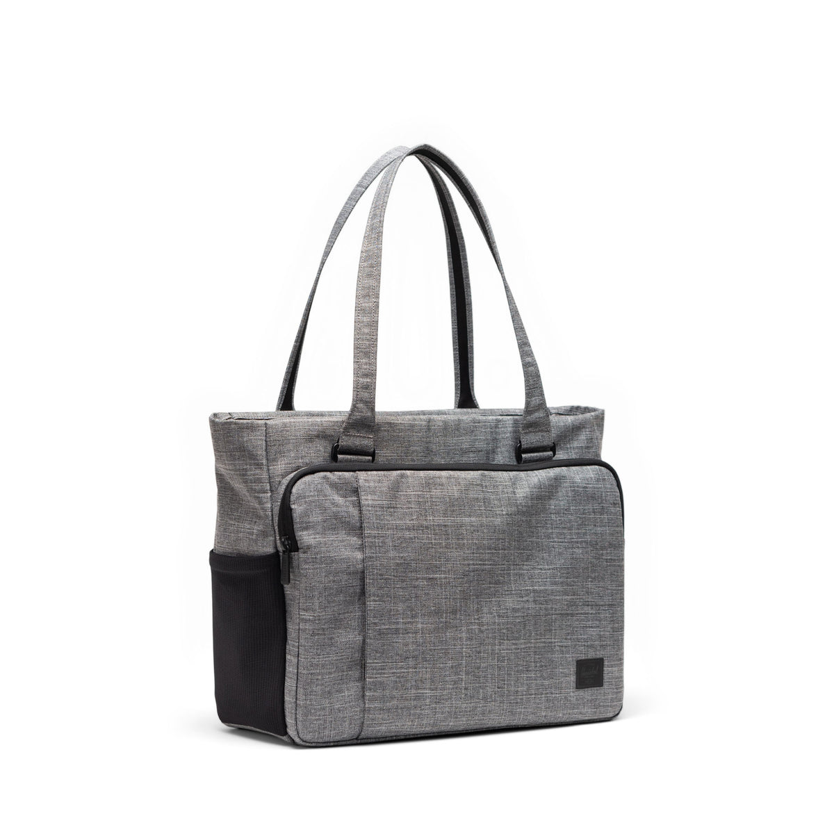 Herschel Kaslo Tote Tech 23L in Raven Crosshatch — angle view 3 # color_Raven Crosshatch