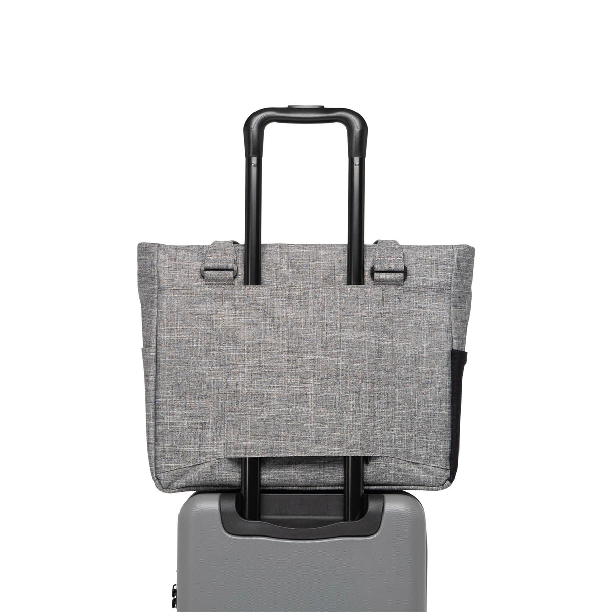 Herschel Kaslo Tote Tech 23L in Raven Crosshatch — detail view # color_Raven Crosshatch
