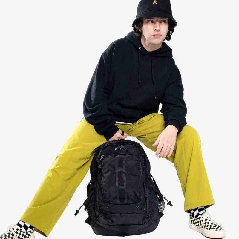 J World Gravit Laptop Backpack in Black — back view # color_Black