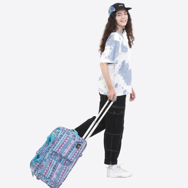 J World Duane Rolling Duffel Bag in Mint Tribal — lifestyle # color_Mint Tribal