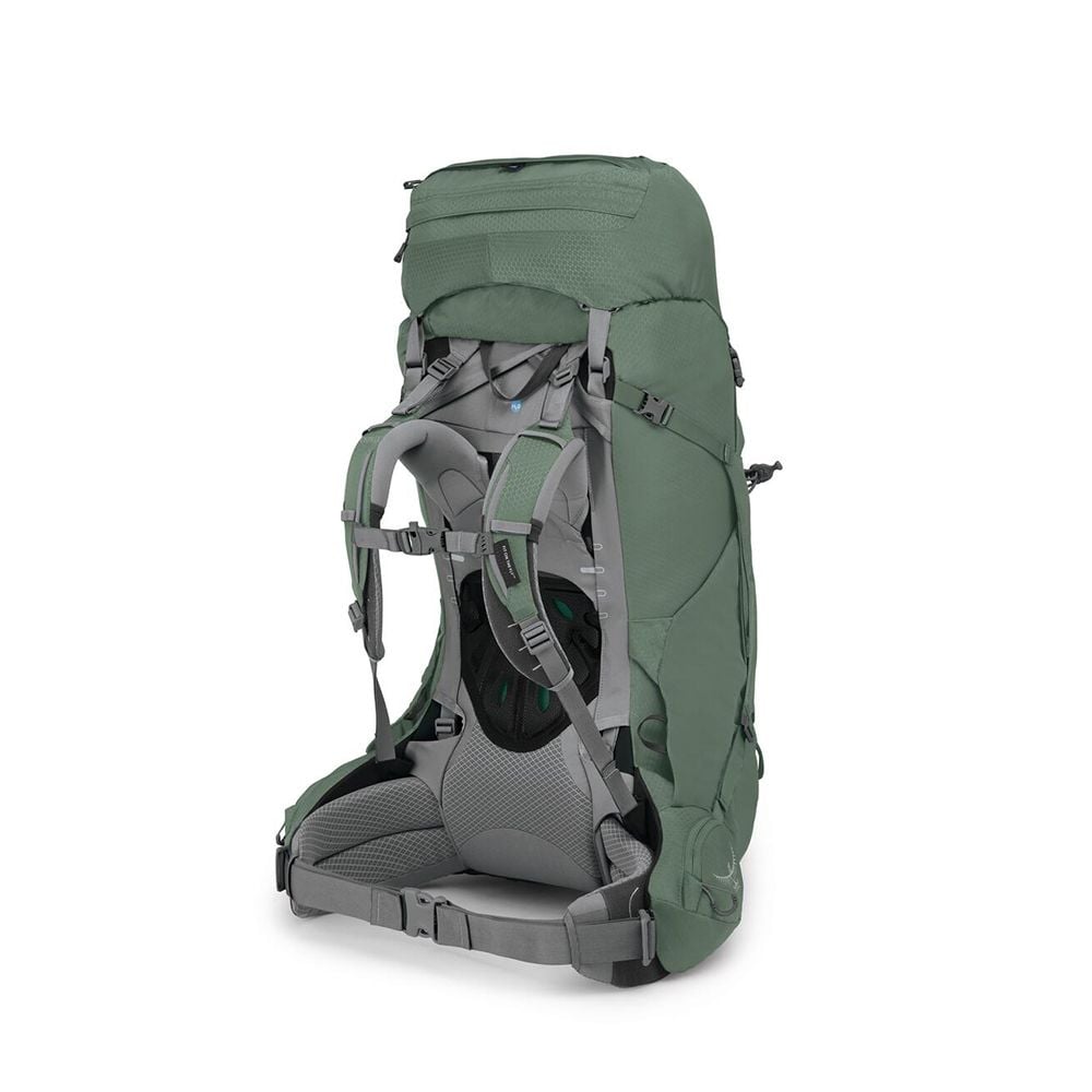 Osprey Ariel 65 Women's Hiking Backpack 65L in Koseret Green — back view