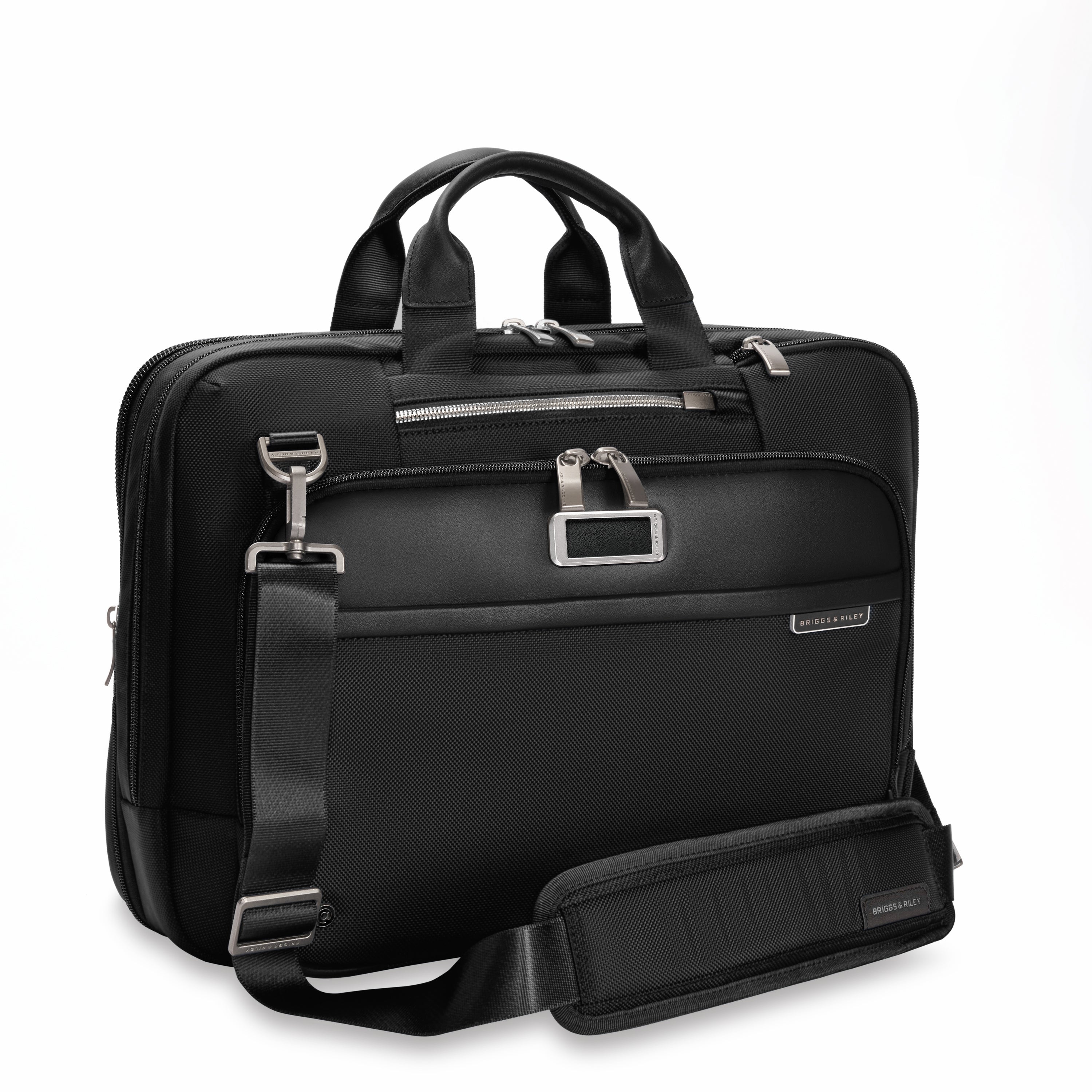 Briggs & Riley @work Medium Expandable Brief in Black — angle view 2 # color_Black