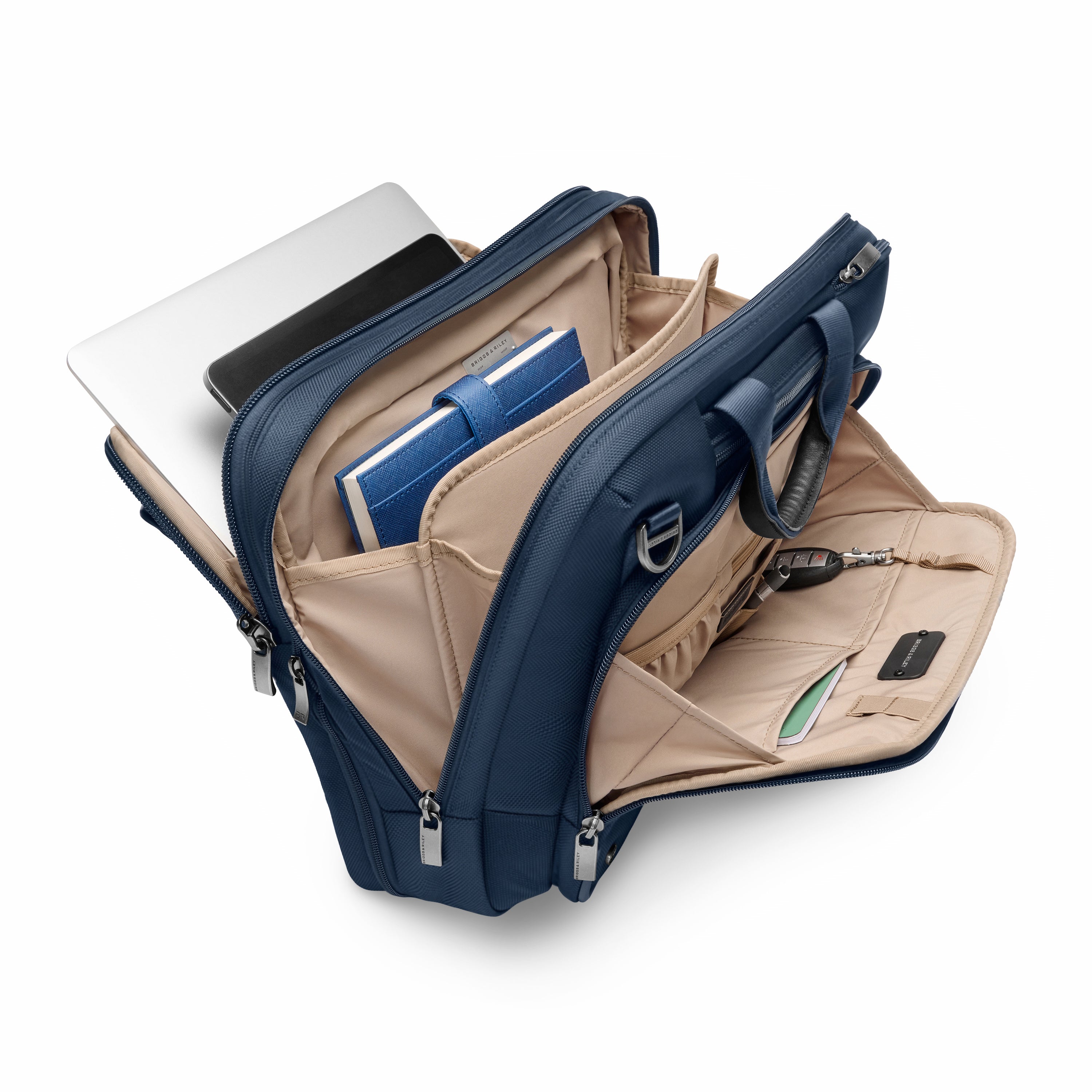 Briggs & Riley @work Medium Expandable Brief in Navy — interior view # color_Navy