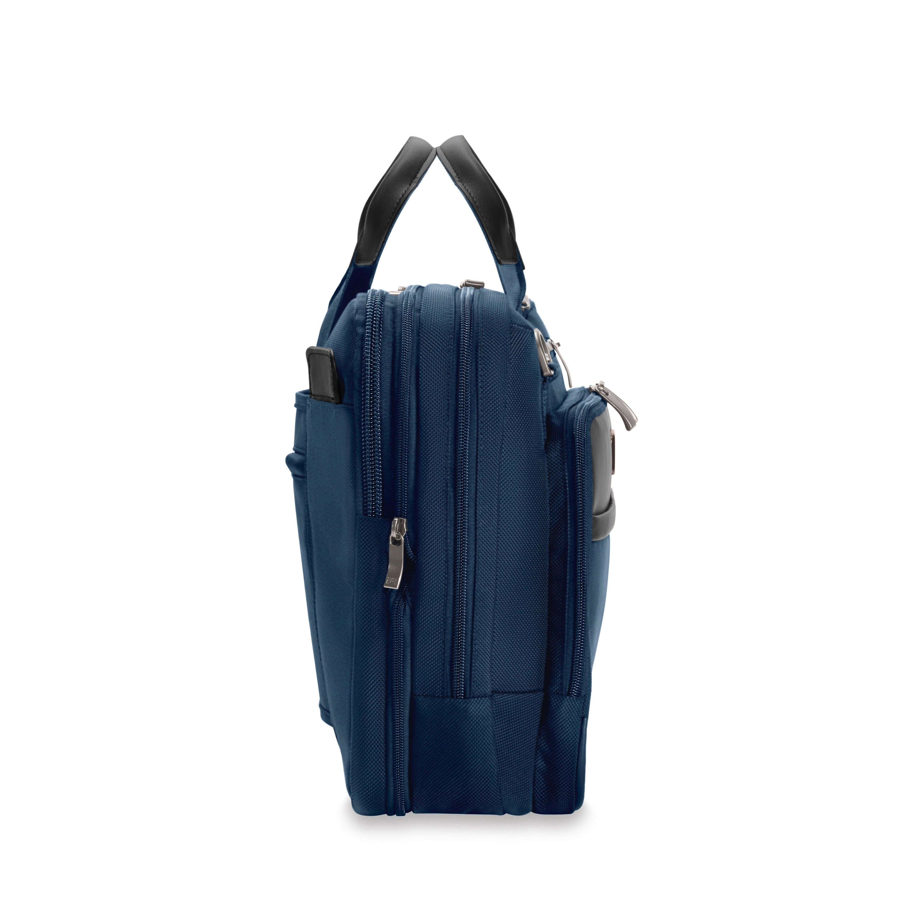 Briggs & Riley @work Medium Expandable Brief in Navy — side view # color_Navy