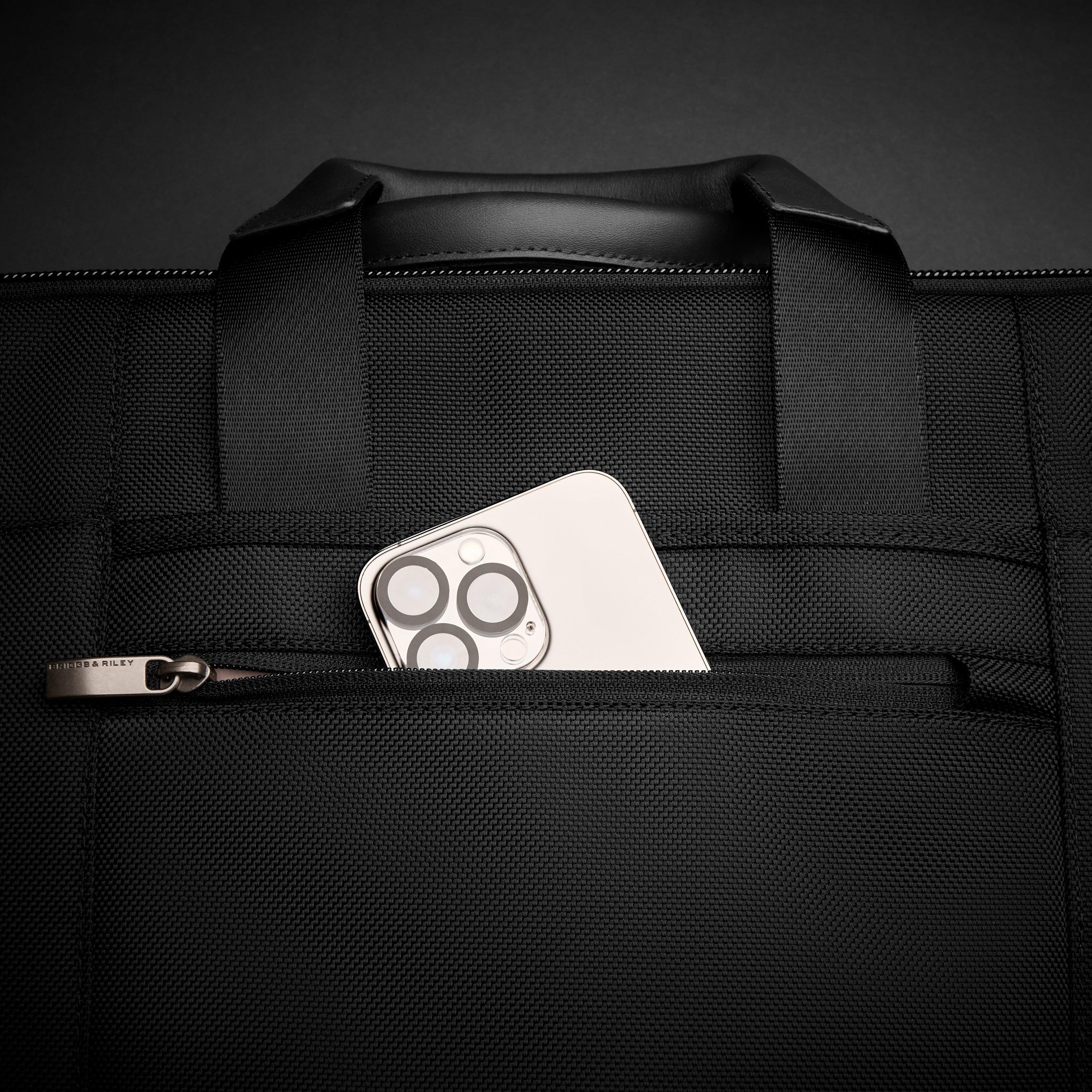 Briggs & Riley @work Medium Expandable Brief in Black — detail view 2 # color_Black