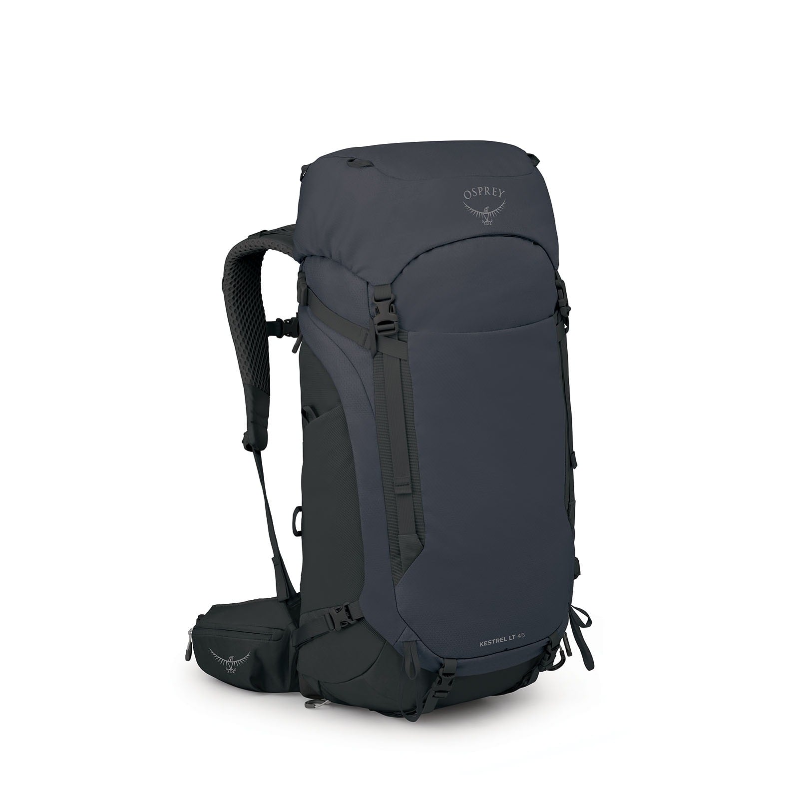 Osprey Kestrel LT 45 Backpacking Pack 45L in Black — angle view 2