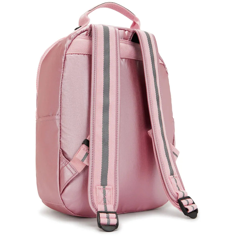 Kipling Seoul Small Backpack in Bronze Pink Metallic — back view