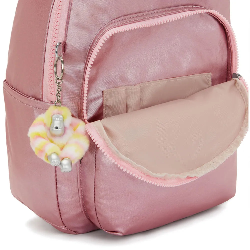 Kipling Seoul Small Backpack in Bronze Pink Metallic — interior view 2