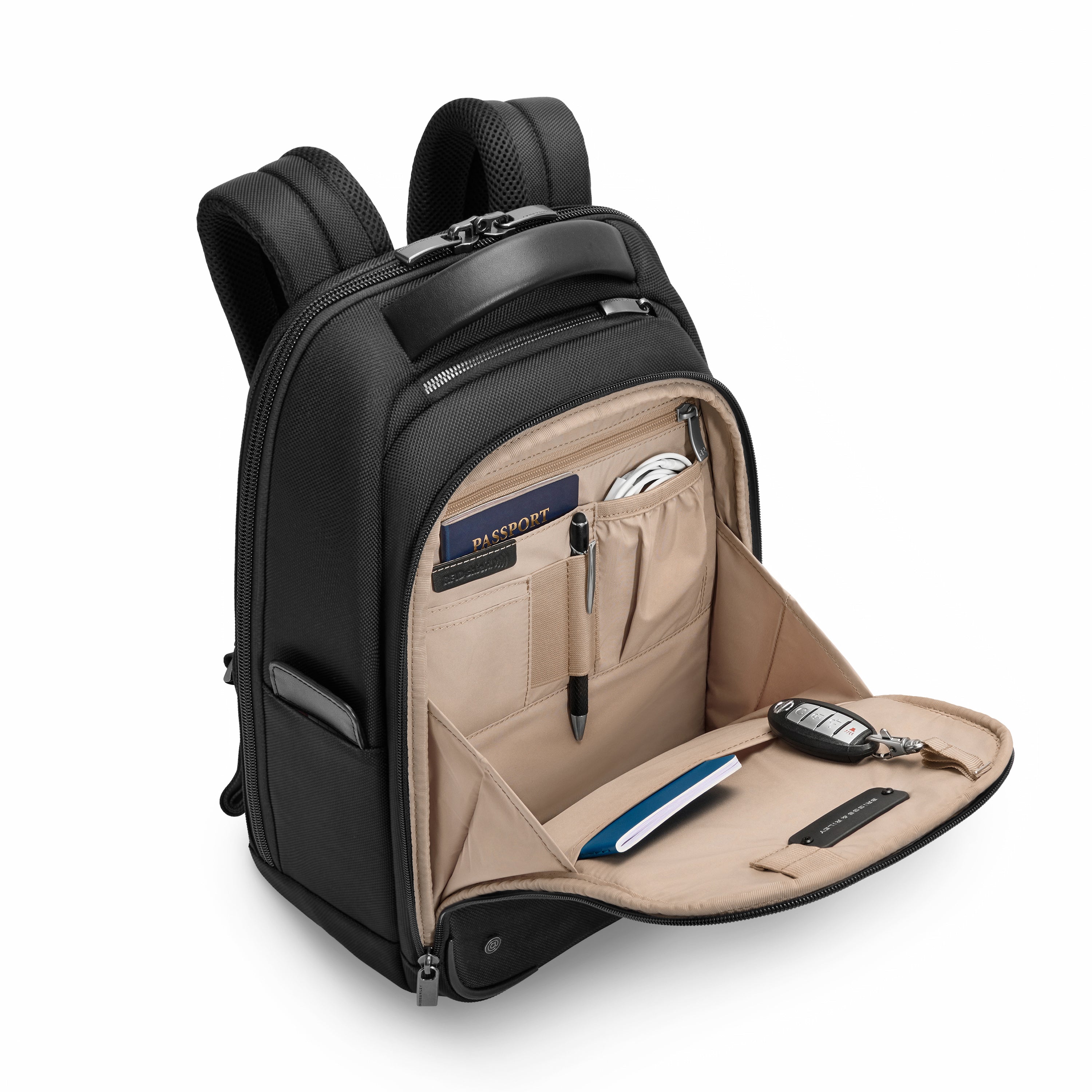 Briggs & Riley @work Slim Backpack in Black — interior view # color_Black