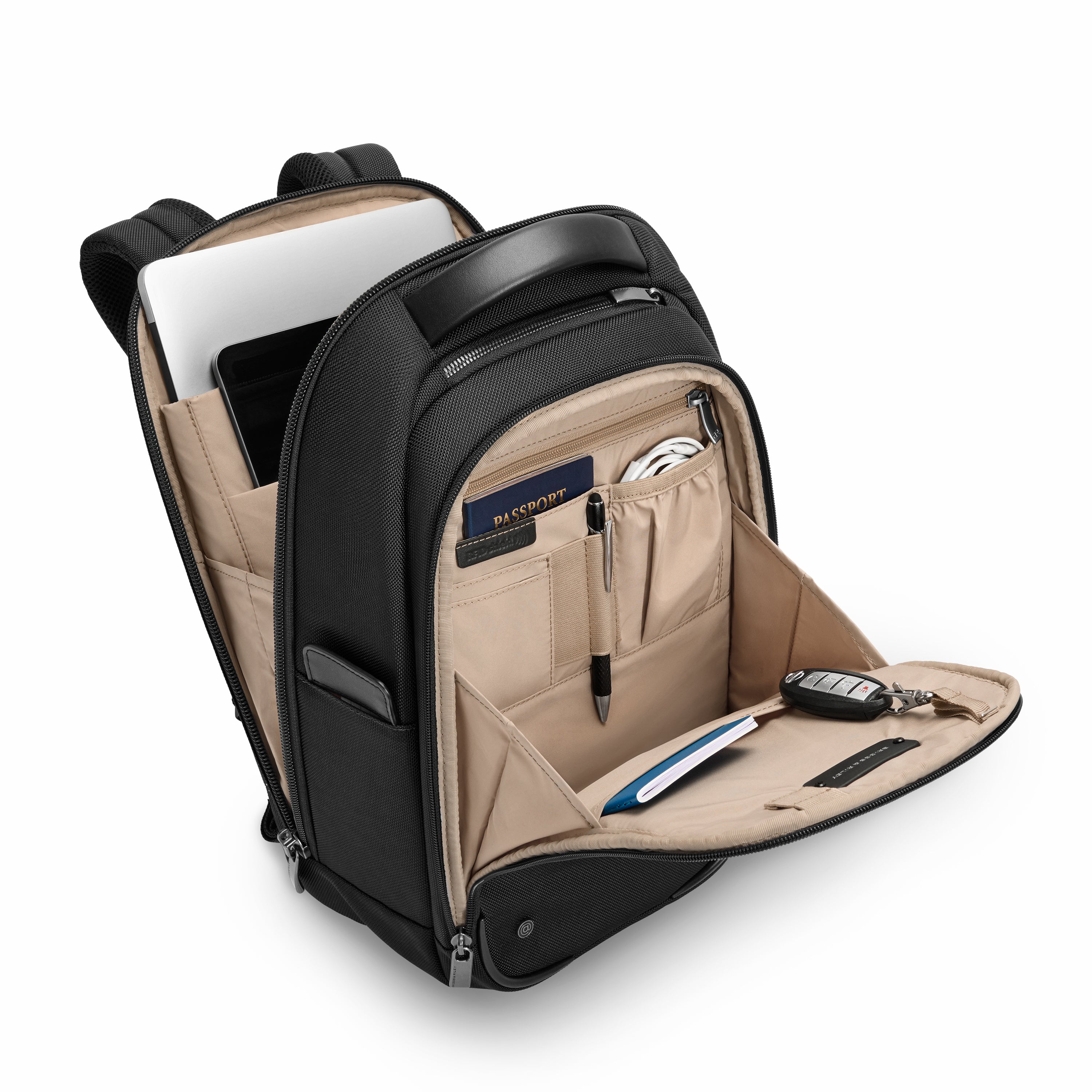 Briggs & Riley @work Slim Backpack in Black — interior view 2 # color_Black
