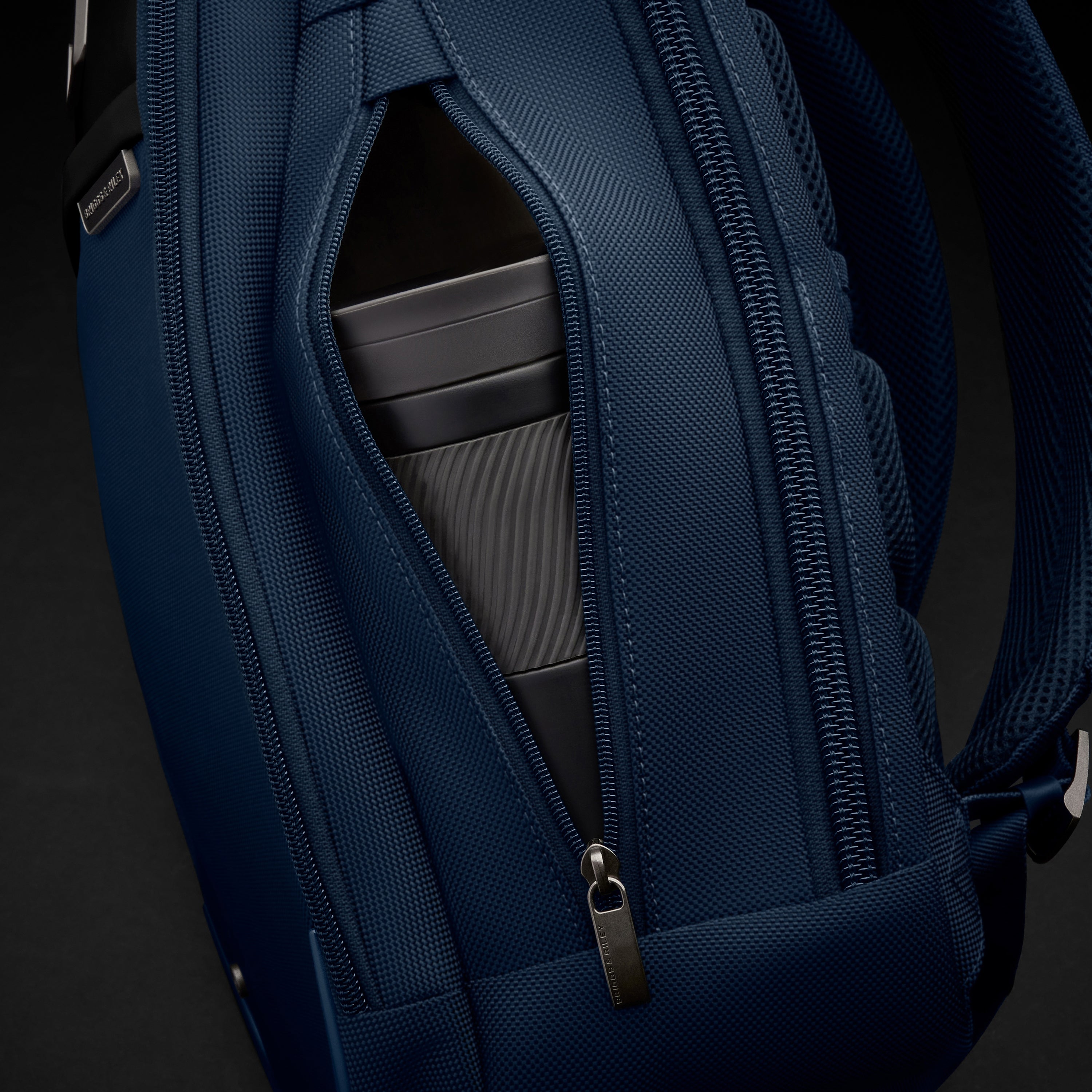 Briggs & Riley @work Slim Backpack in Navy — detail view # color_Navy