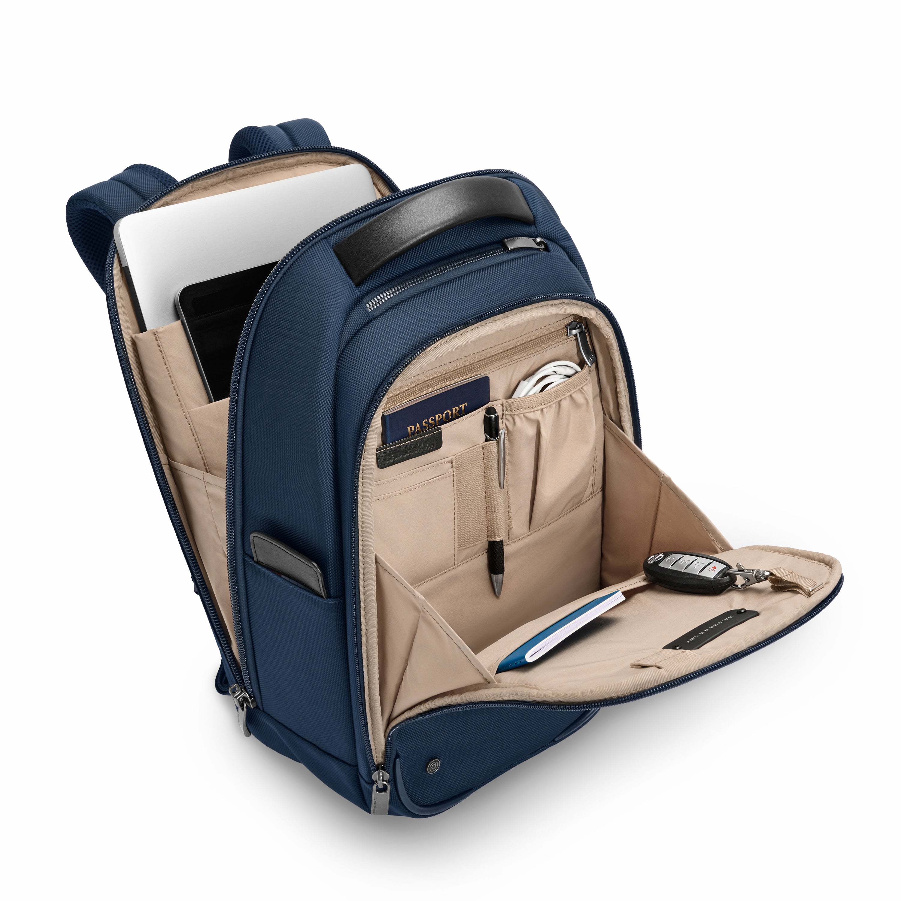 Briggs & Riley @work Slim Backpack in Navy — interior view 2 # color_Navy