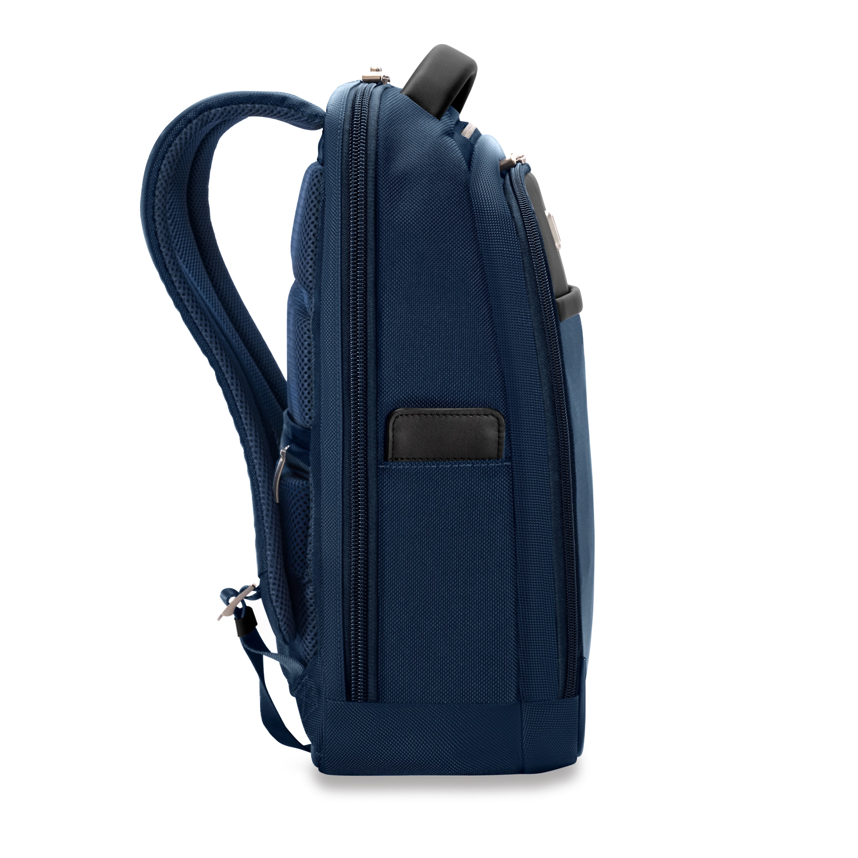 Briggs & Riley @work Slim Backpack in Navy — side view # color_Navy