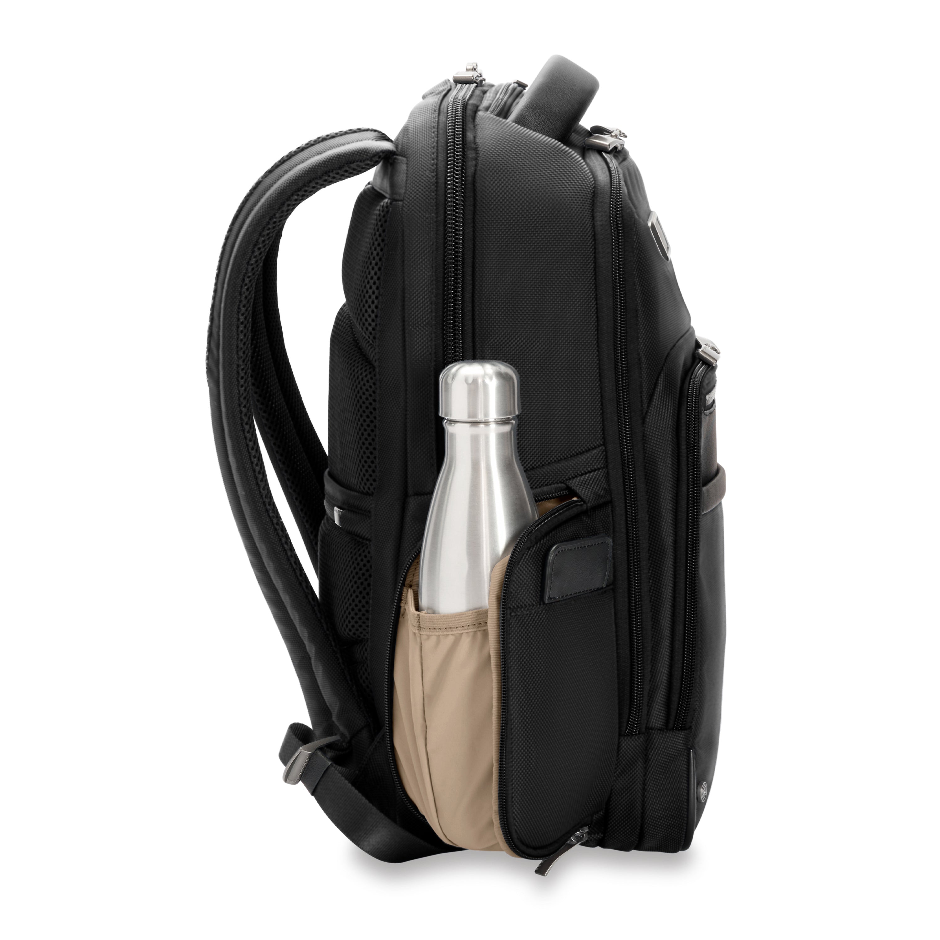 Briggs & Riley @work Medium Backpack in Black — side view # color_Black