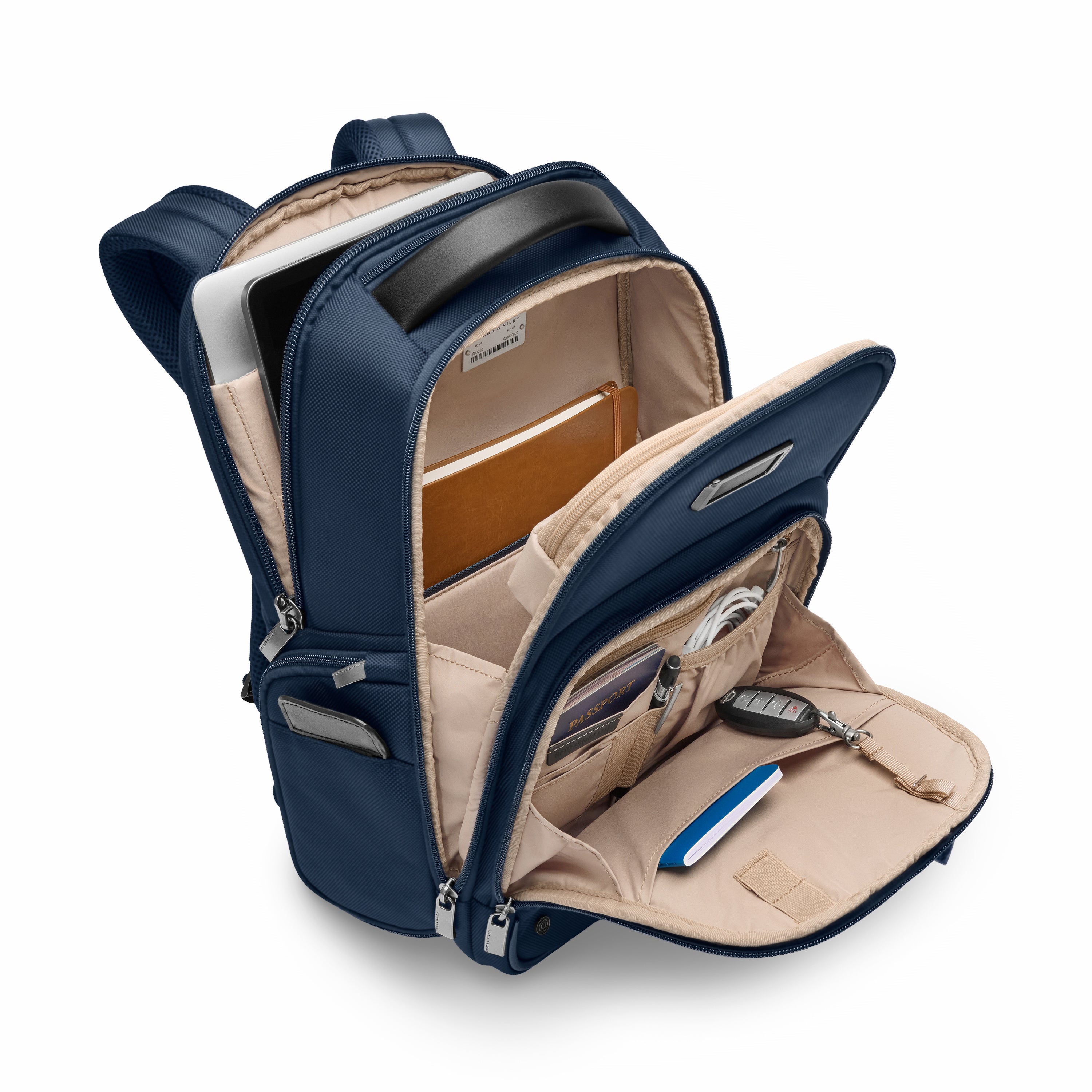 Briggs & Riley @work Medium Backpack in Navy — interior view # color_Navy