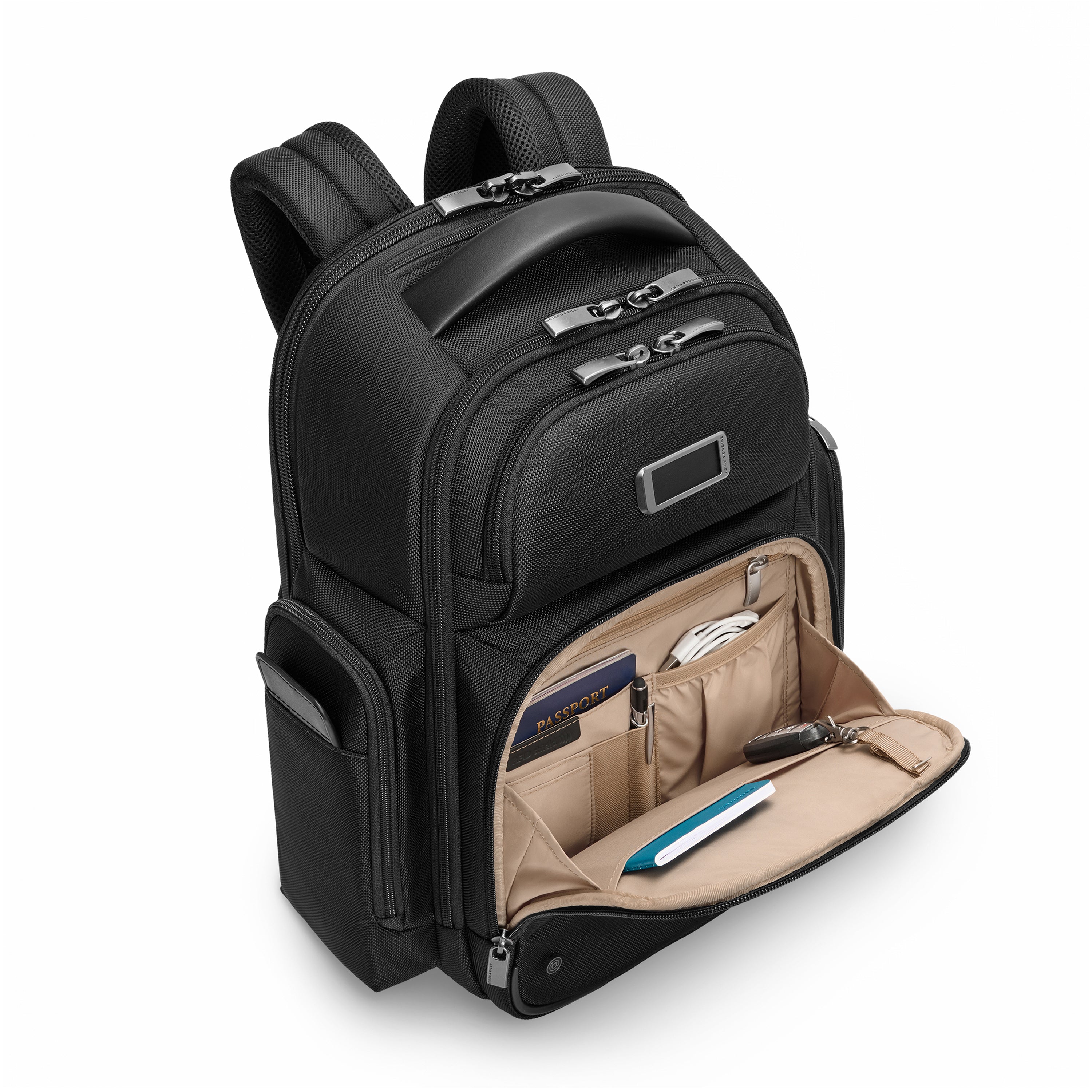 Briggs & Riley @work Medium Cargo Backpack in Black — interior view # color_Black