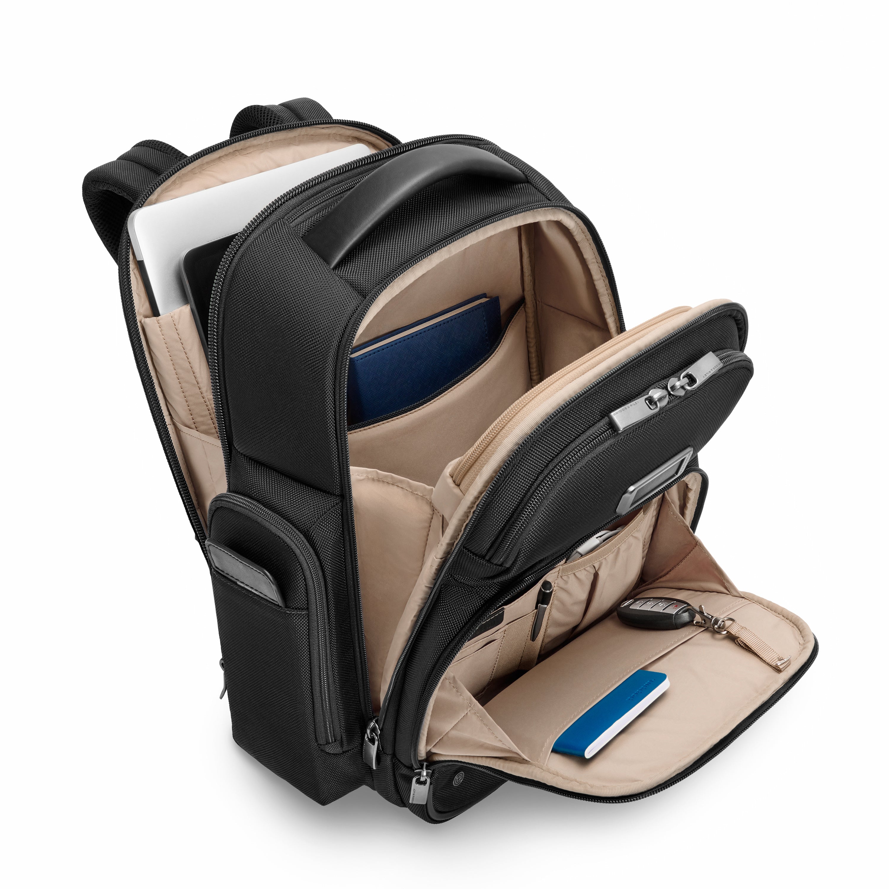 Briggs & Riley @work Medium Cargo Backpack in Black — interior view 2 # color_Black