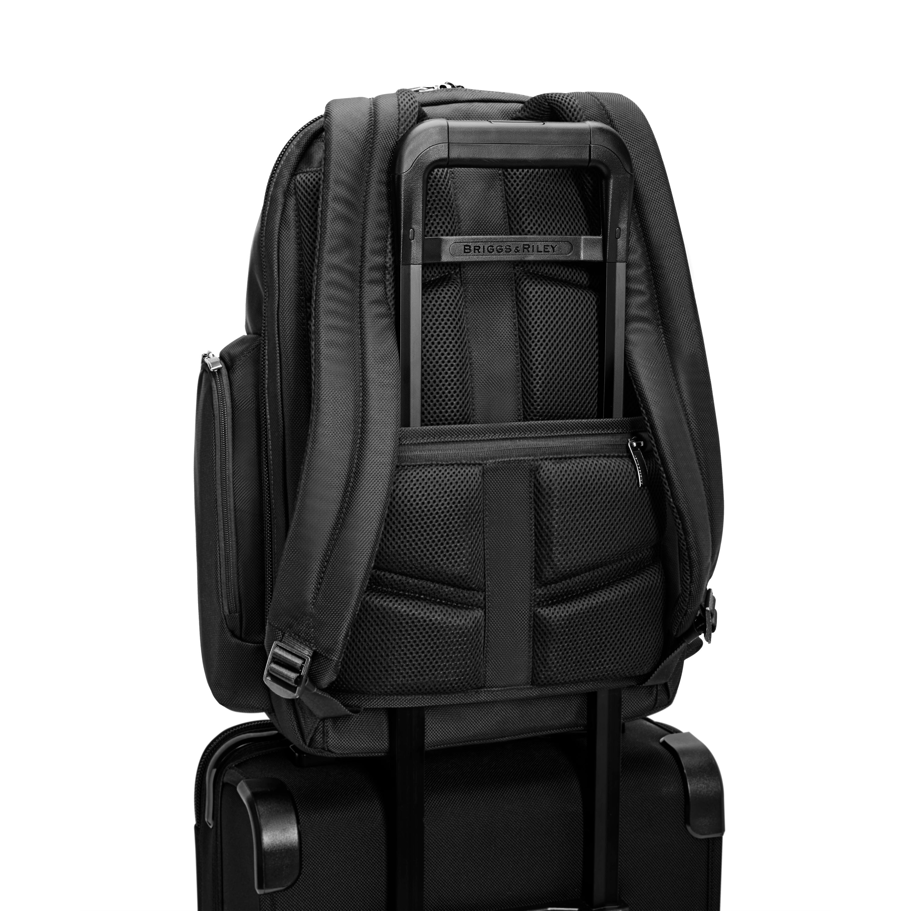 Briggs & Riley @work Medium Cargo Backpack in Black — back view # color_Black