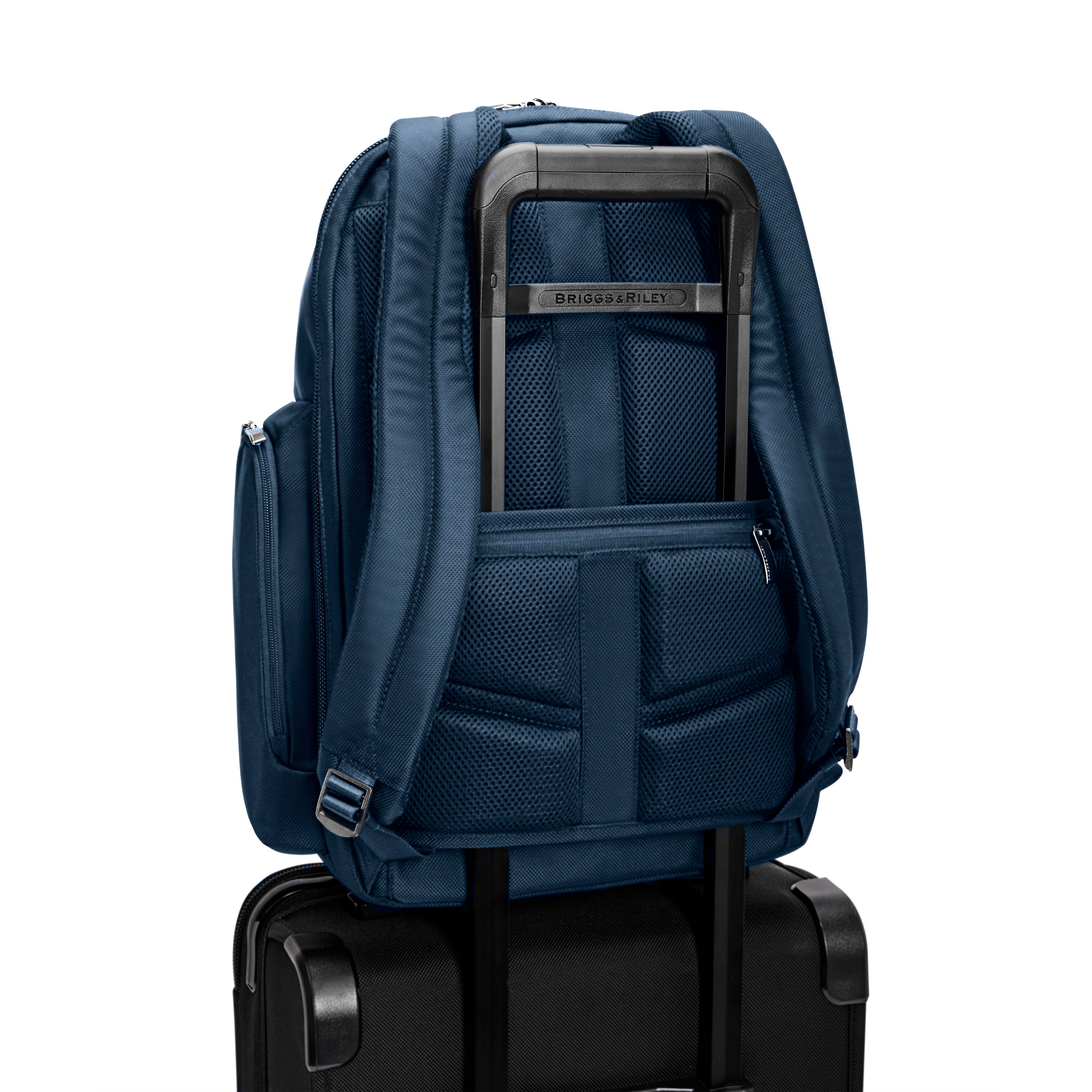 Briggs & Riley @work Medium Cargo Backpack in Navy — back view # color_Navy