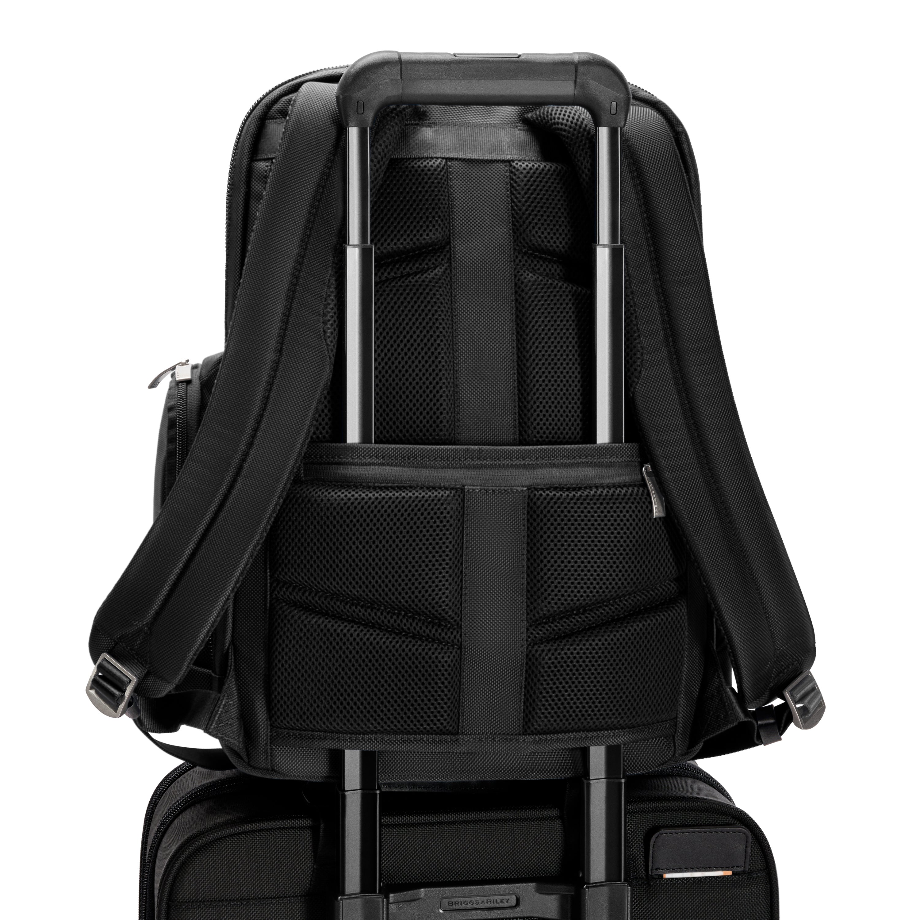 Briggs & Riley @work Medium Widemouth Backpack in Black — back view # color_Black