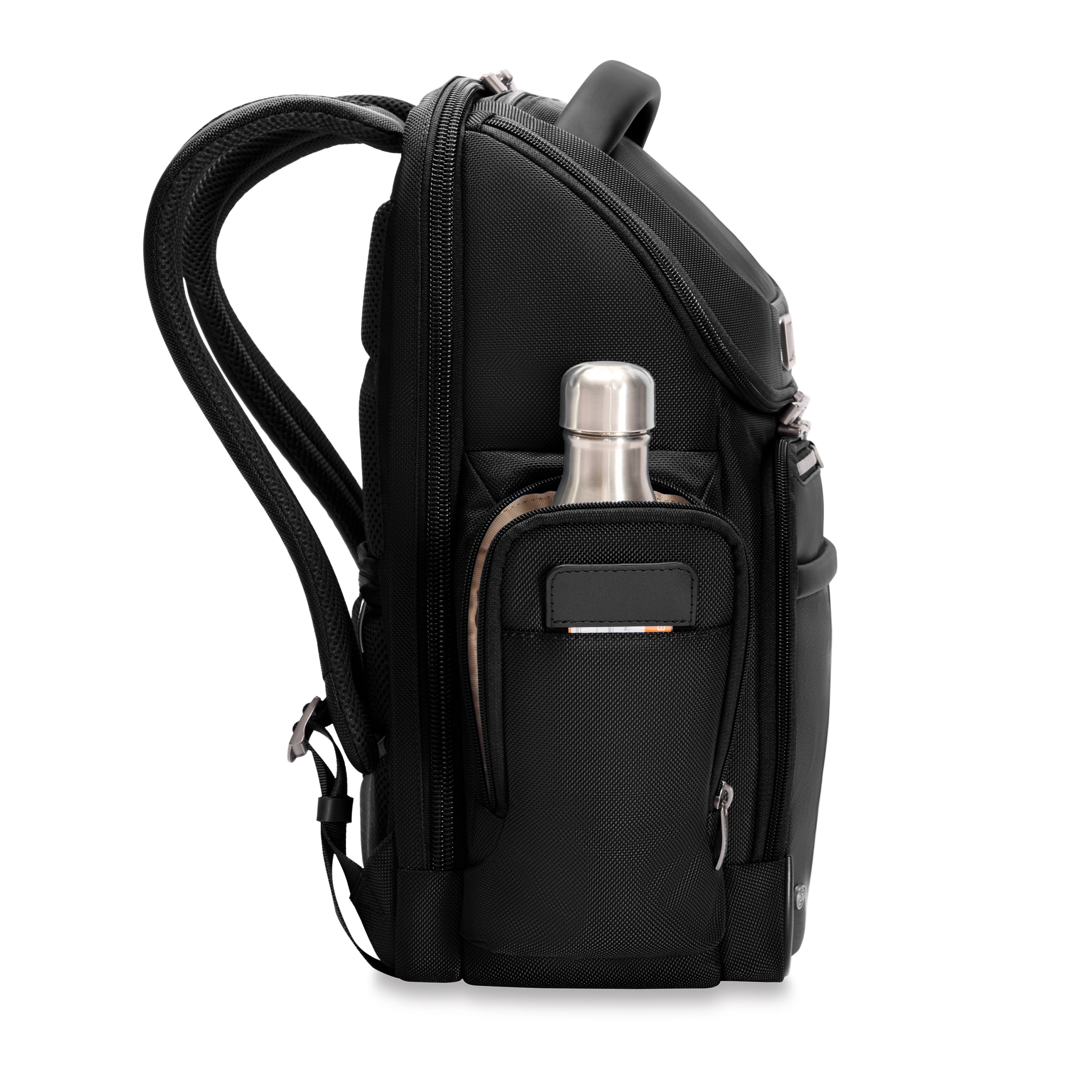 Briggs & Riley @work Medium Widemouth Backpack in Black — side view # color_Black