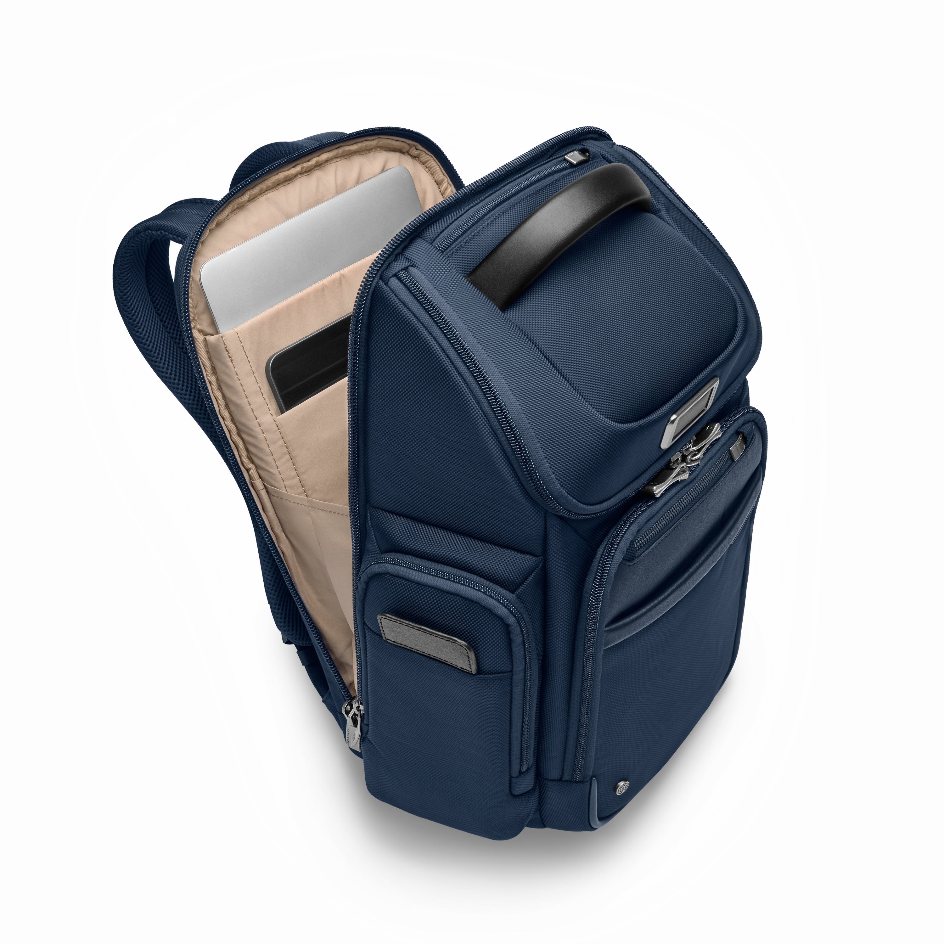 Briggs & Riley @work Medium Widemouth Backpack in Navy — interior view # color_Navy