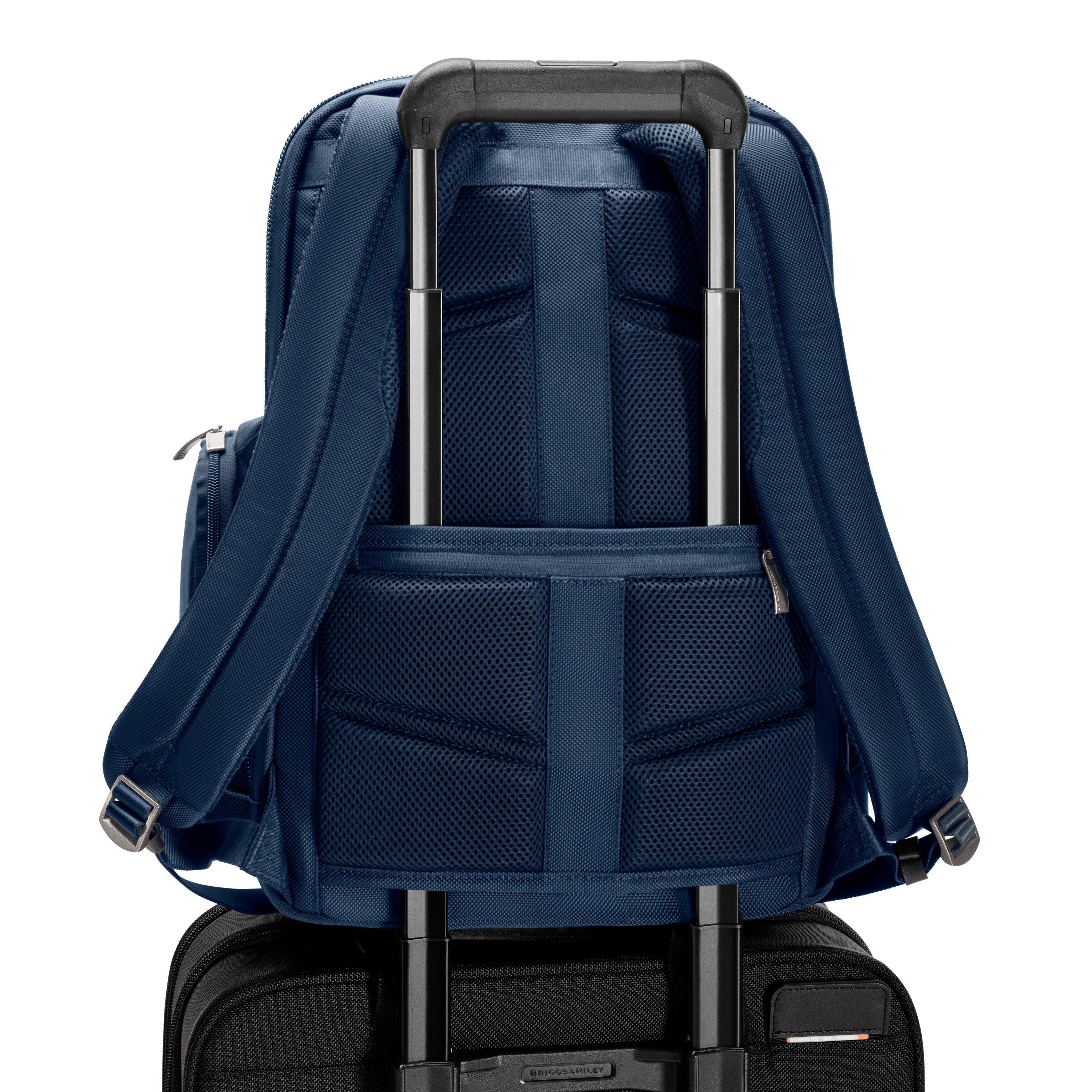 Briggs & Riley @work Medium Widemouth Backpack in Navy — back view # color_Navy