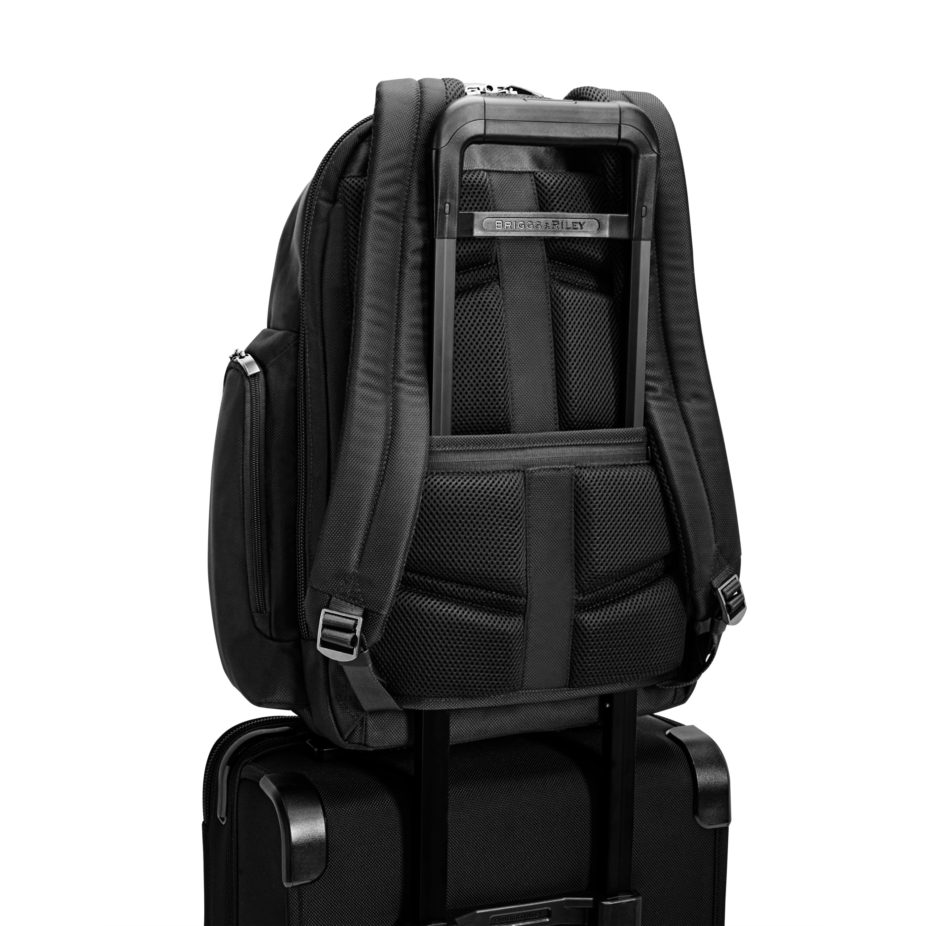 Briggs & Riley @work Large Cargo Backpack in Black — back view # color_Black
