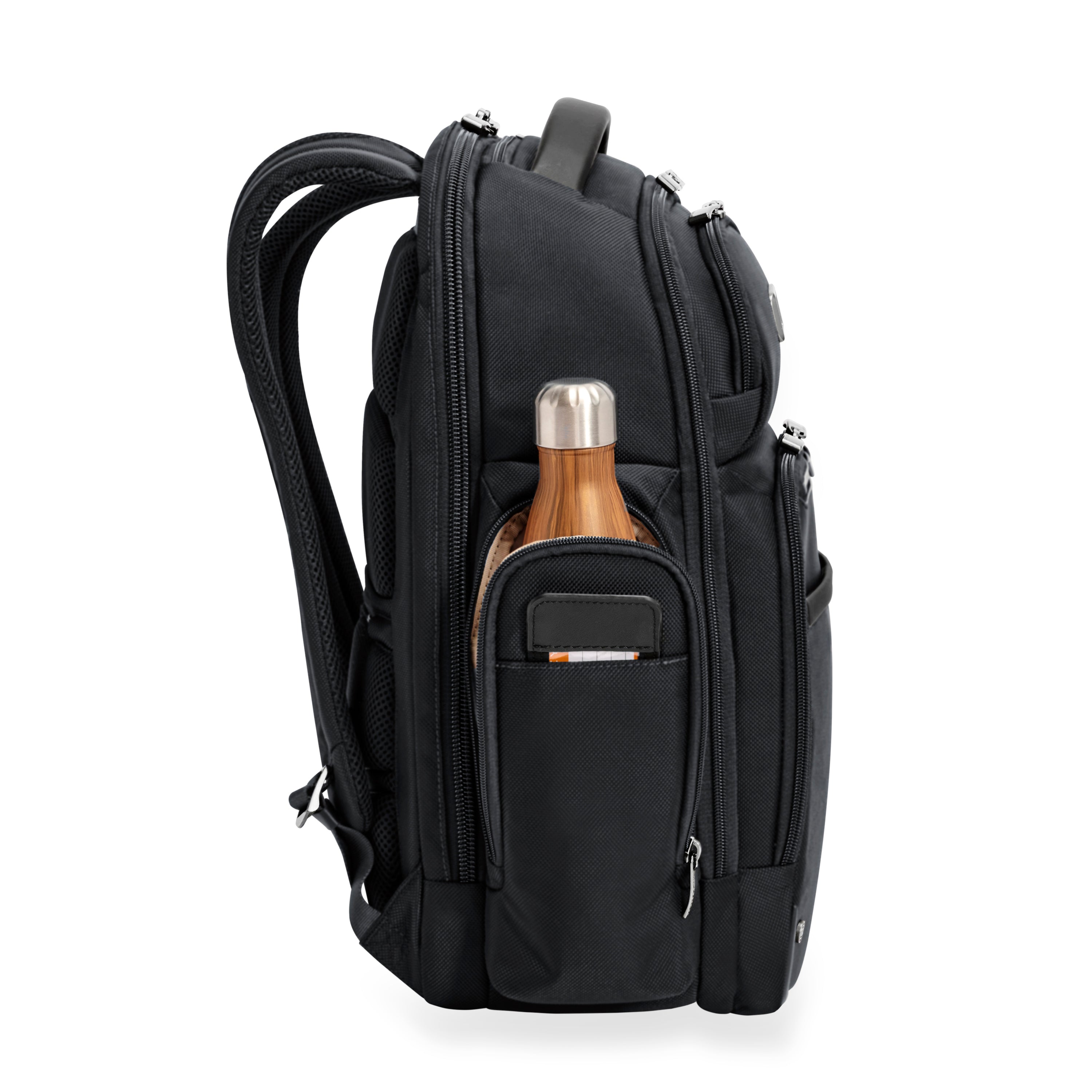 Briggs & Riley @work Large Cargo Backpack in Black — side view # color_Black