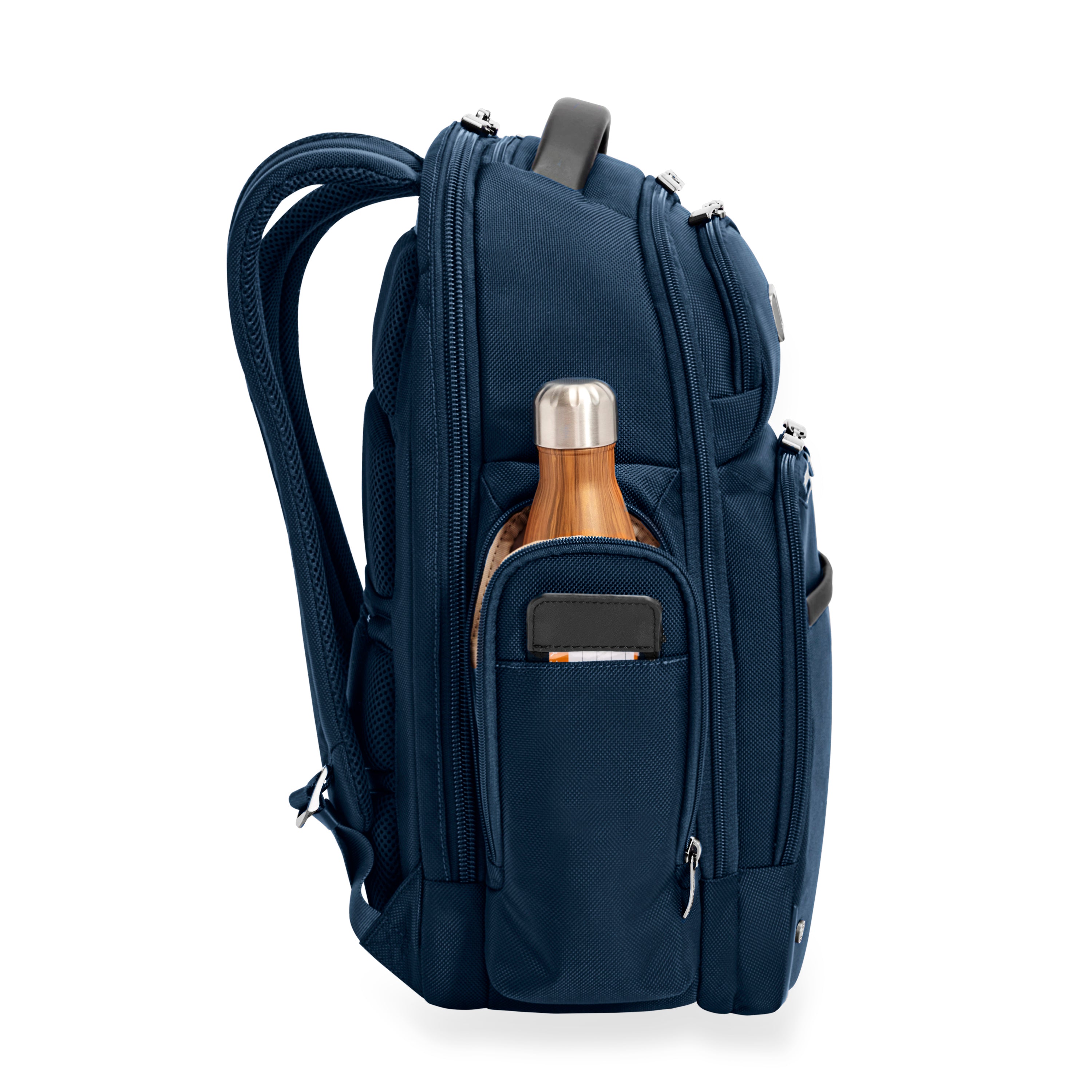 Briggs & Riley @work Large Cargo Backpack in Navy — side view # color_Navy