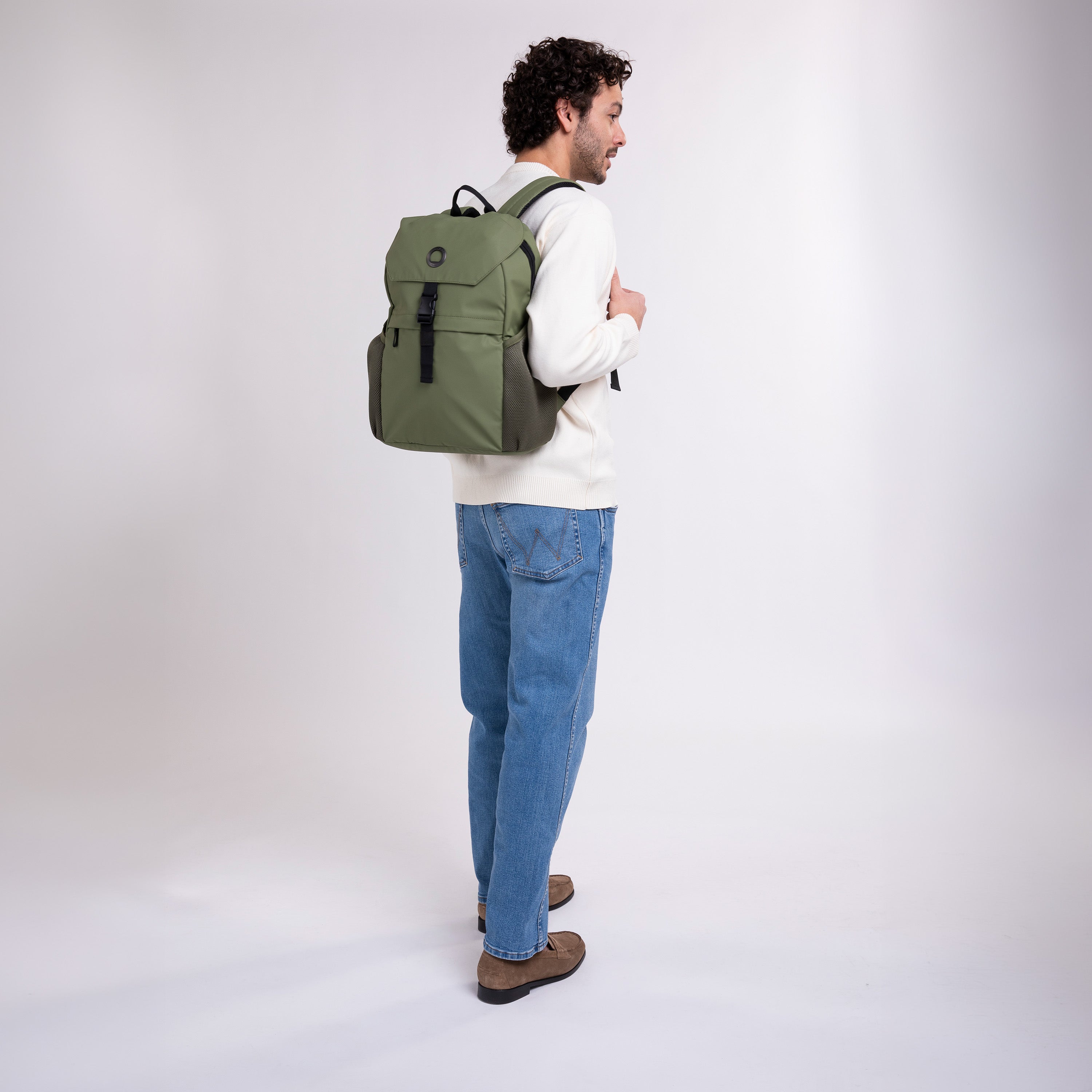 Delsey BTS Bedford Laptop Backpack in Olive Green — lifestyle # color_Olive Green