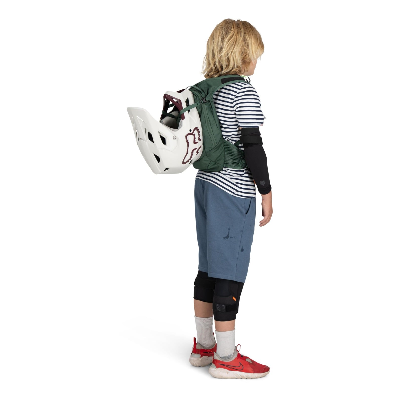Osprey Raptor Jr Kids Bike Hydration Pack 5L in Tundra Green — lifestyle 6