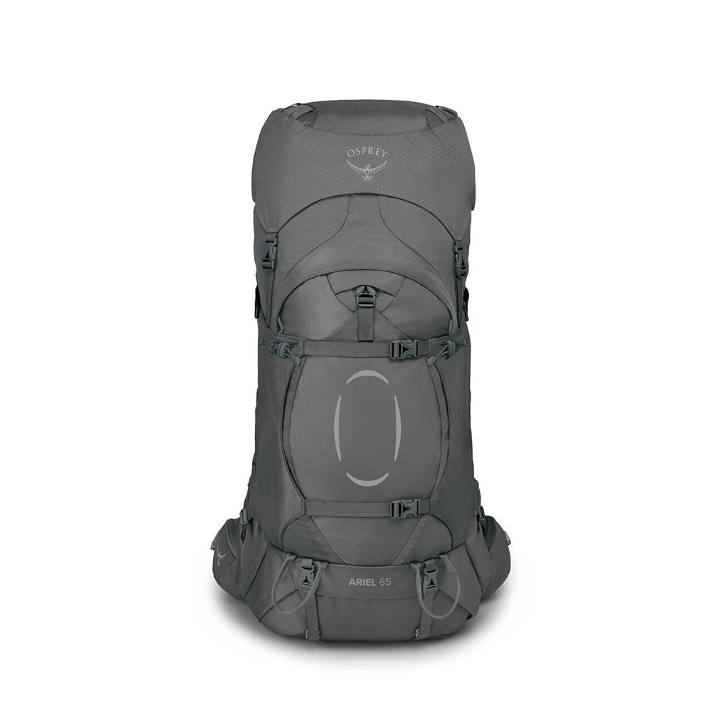 Osprey Ariel 65 Women's Hiking Backpack 65L in Medium Gray — angle view 2