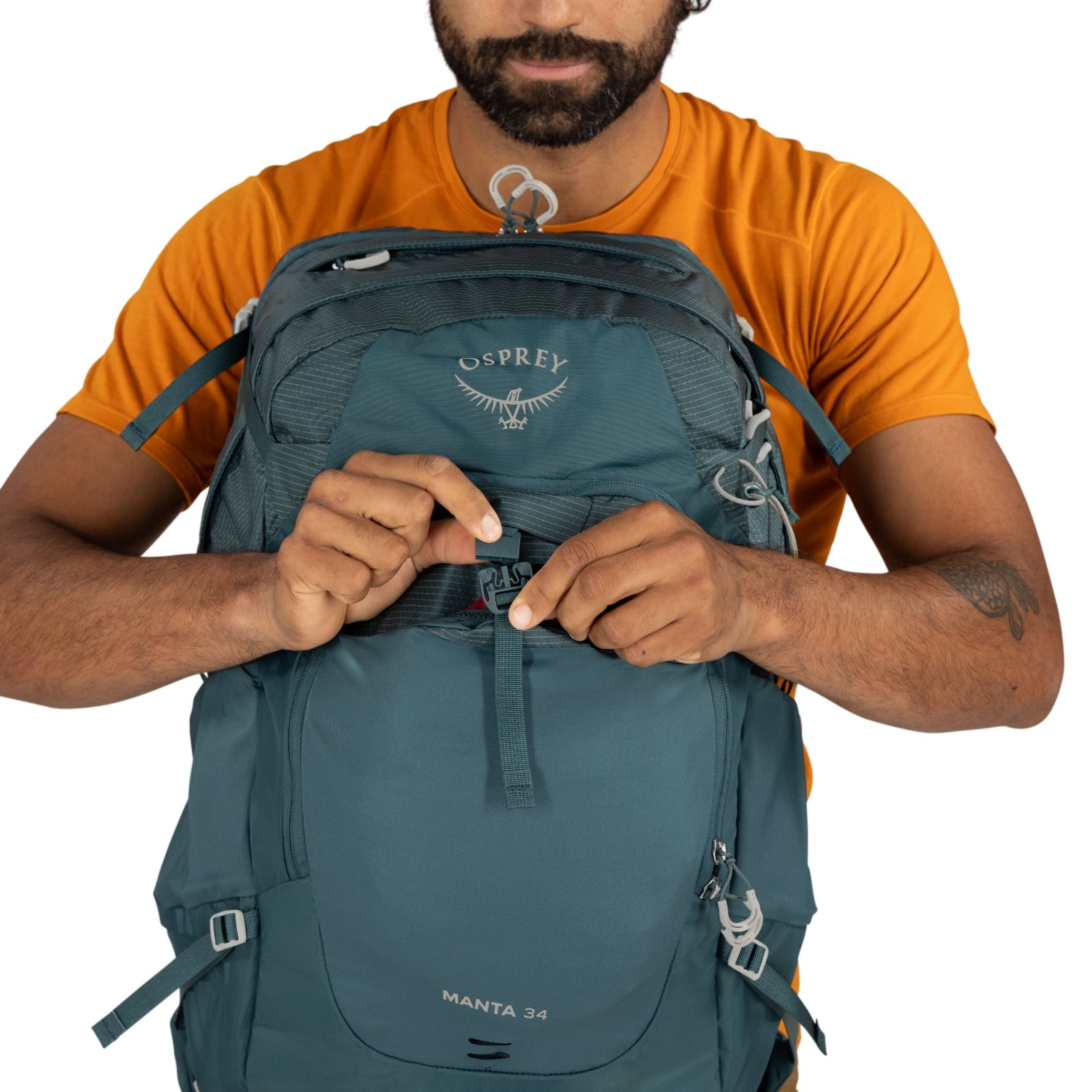 Osprey Manta 34 Hiking Hydration Backpack 34L in Torrent Blue — detail view 5