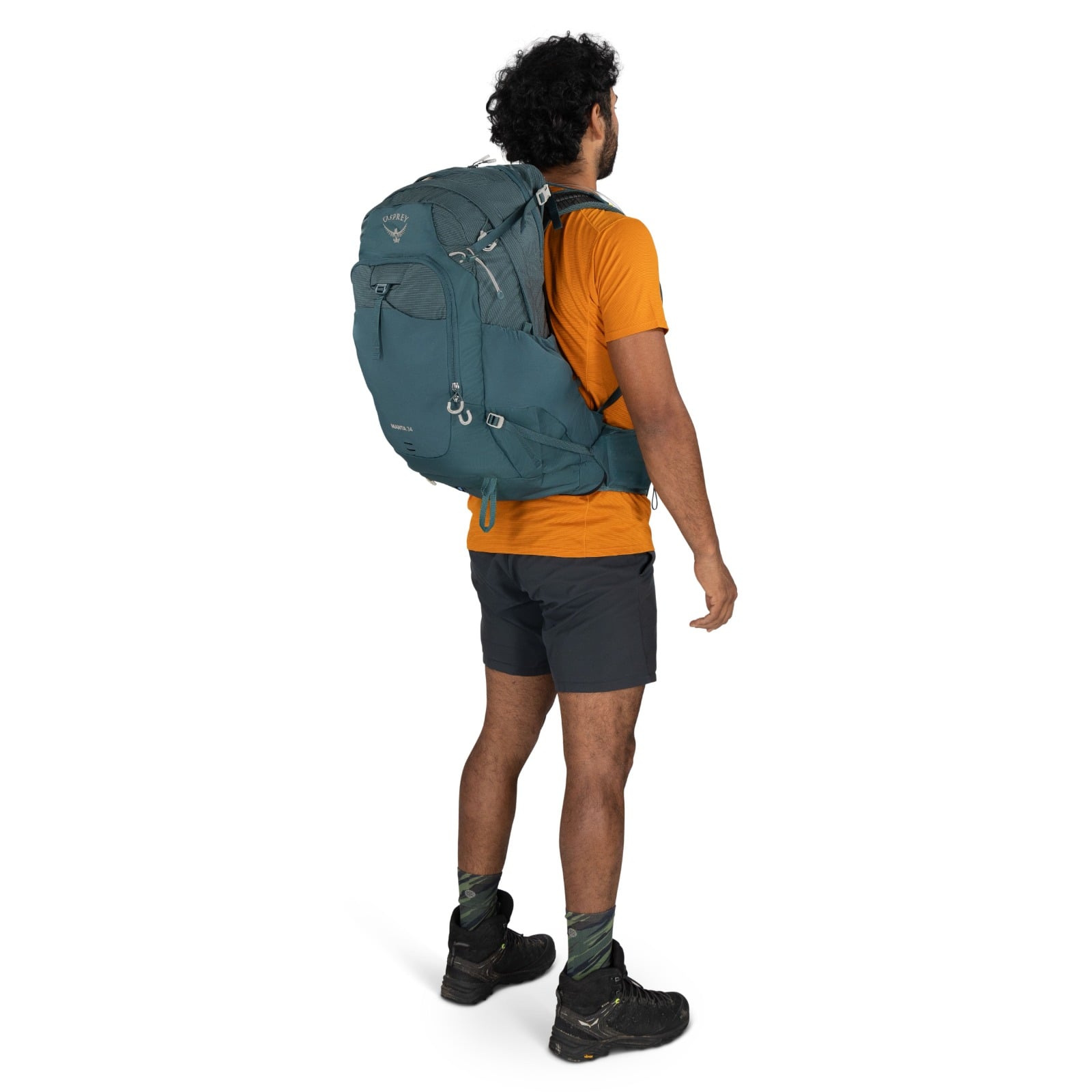 Osprey Manta 34 Hiking Hydration Backpack 34L in Torrent Blue — lifestyle 2