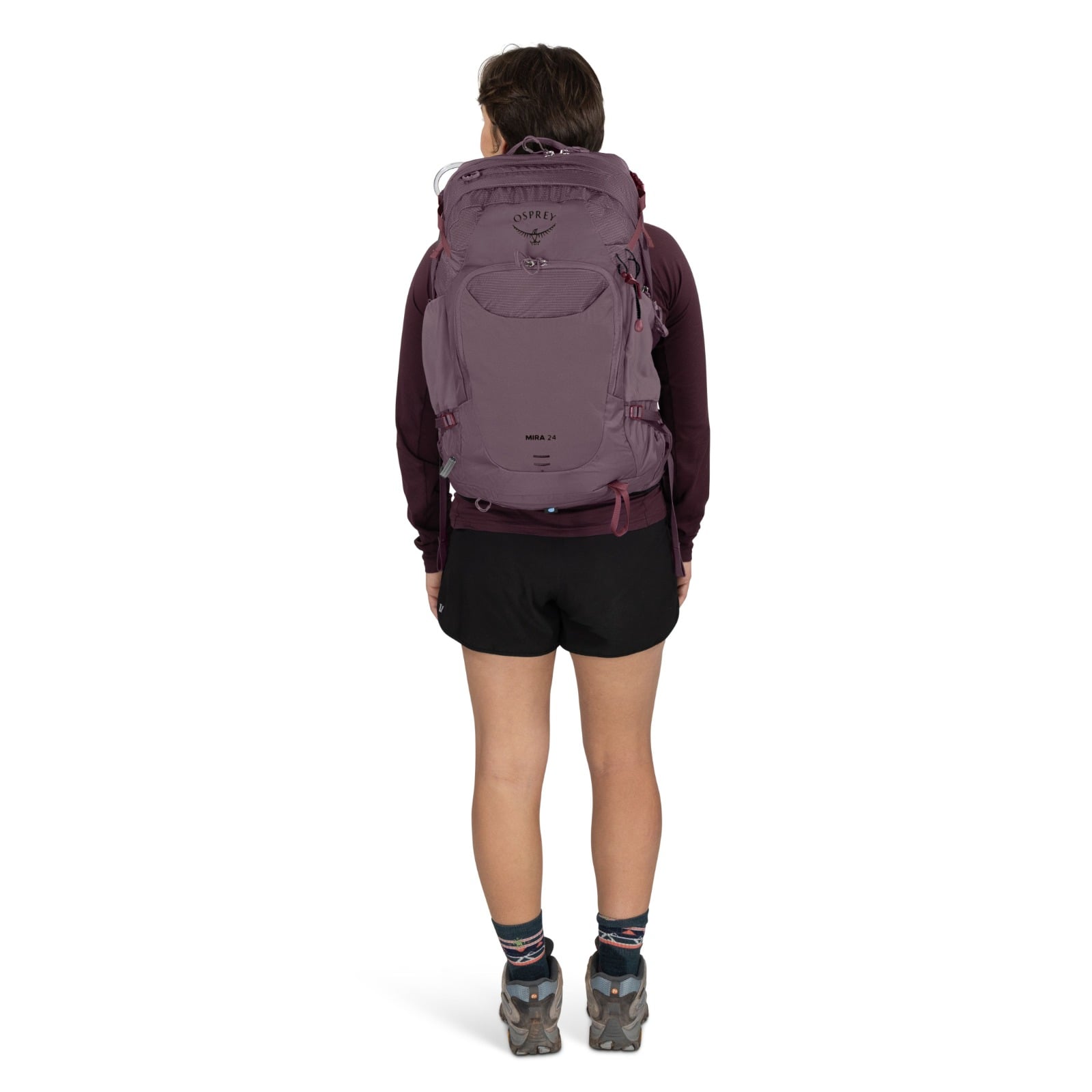 Osprey Mira 24 Women's Hiking Hydration Backpack 24L in Graphite Purple — lifestyle