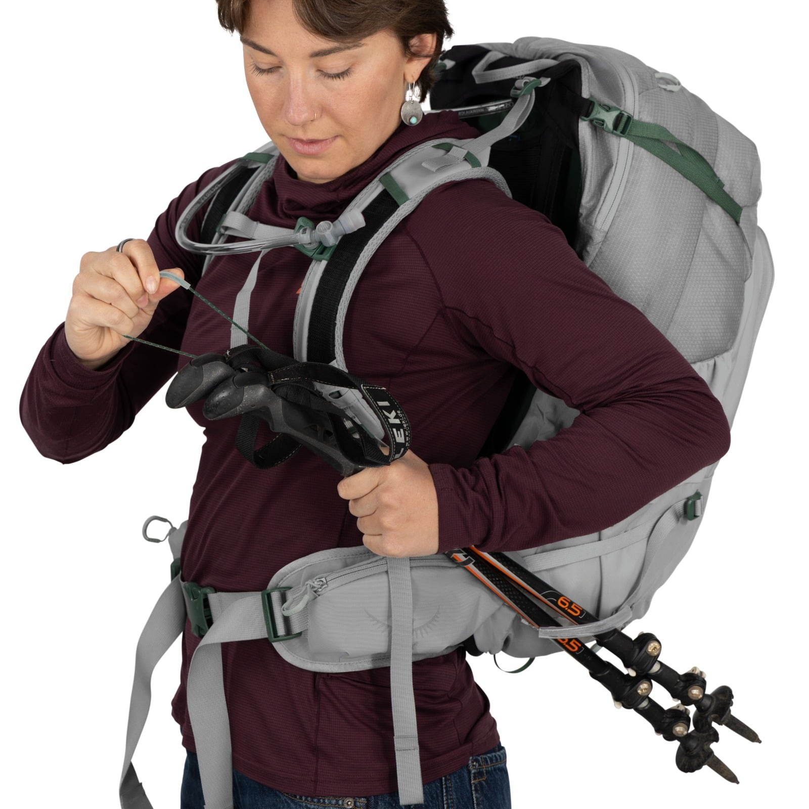 Osprey Mira 34 Women's Hiking Hydration Backpack 34L in Light Grey — detail view 10