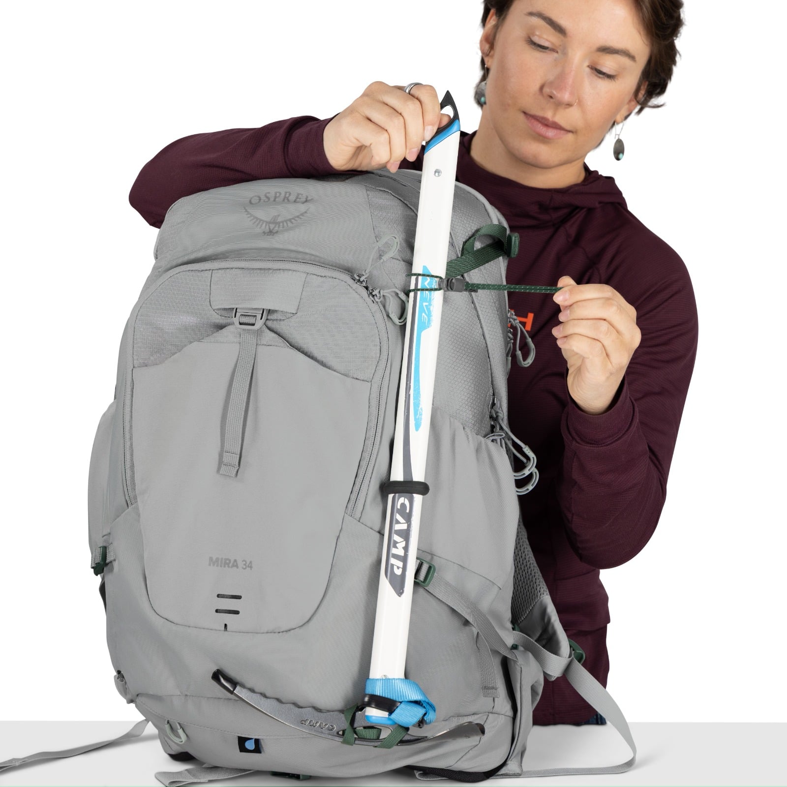 Osprey Mira 34 Women's Hiking Hydration Backpack 34L in Light Grey — detail view 11