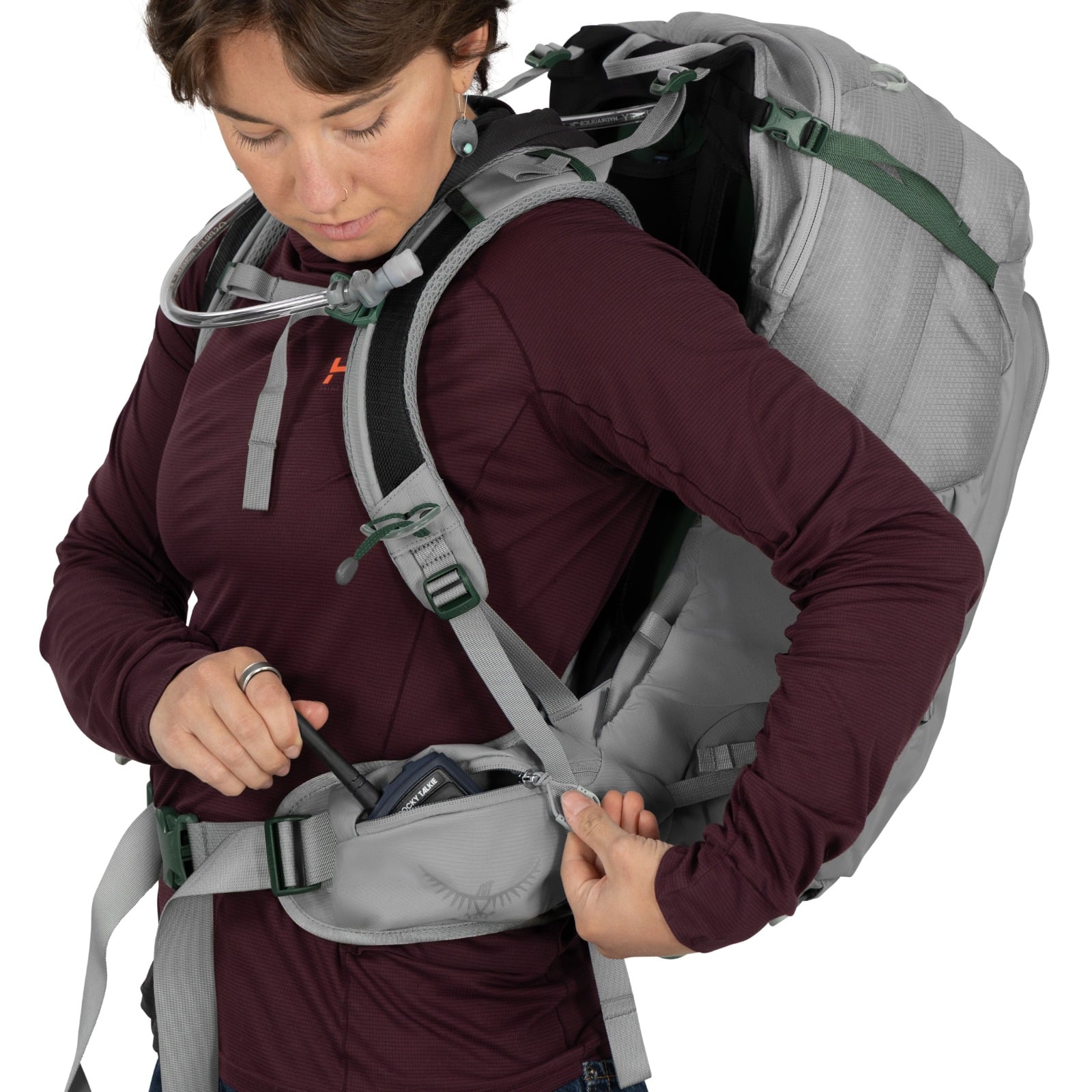 Osprey Mira 34 Women's Hiking Hydration Backpack 34L in Light Grey — detail view 12