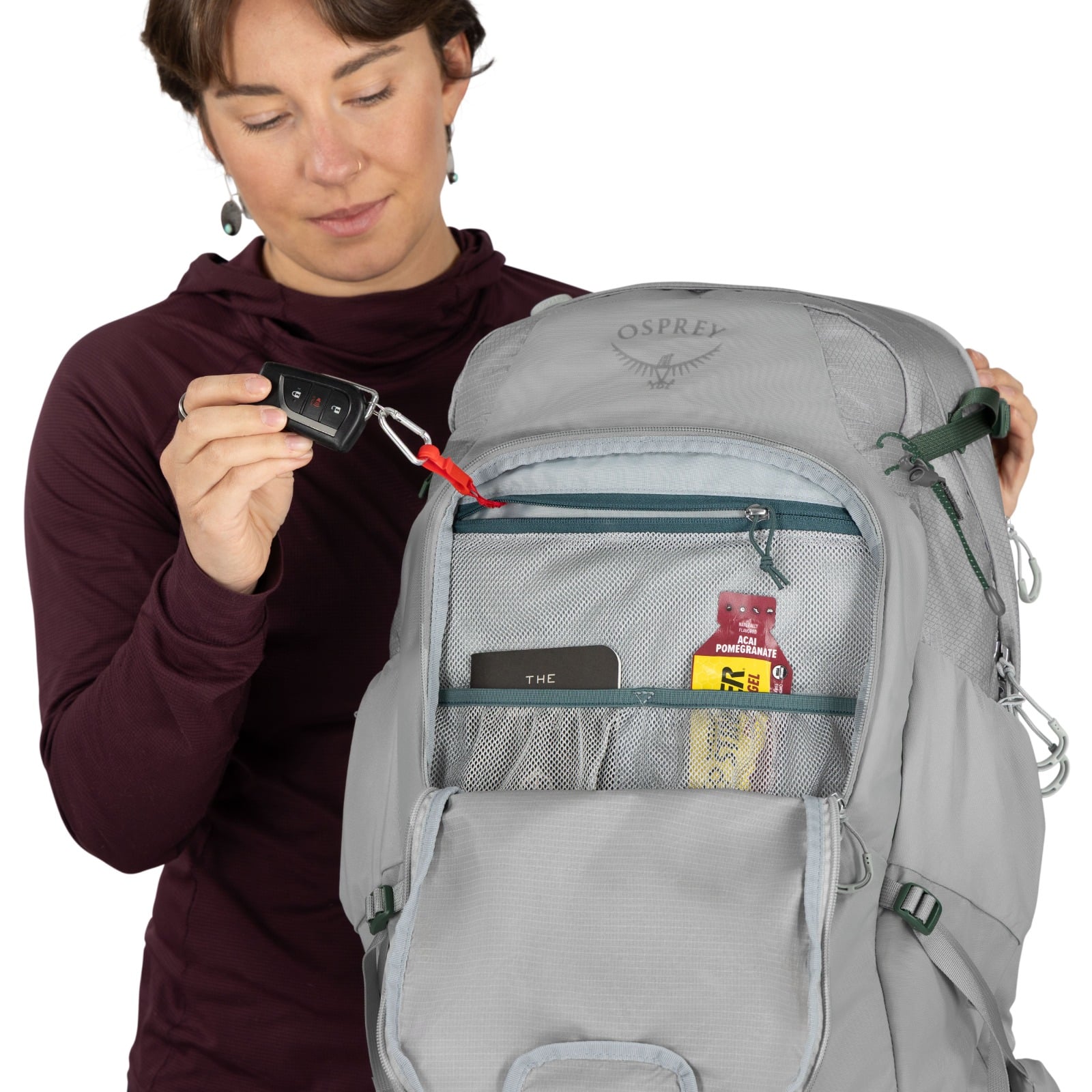 Osprey Mira 34 Women's Hiking Hydration Backpack 34L in Light Grey — detail view 3