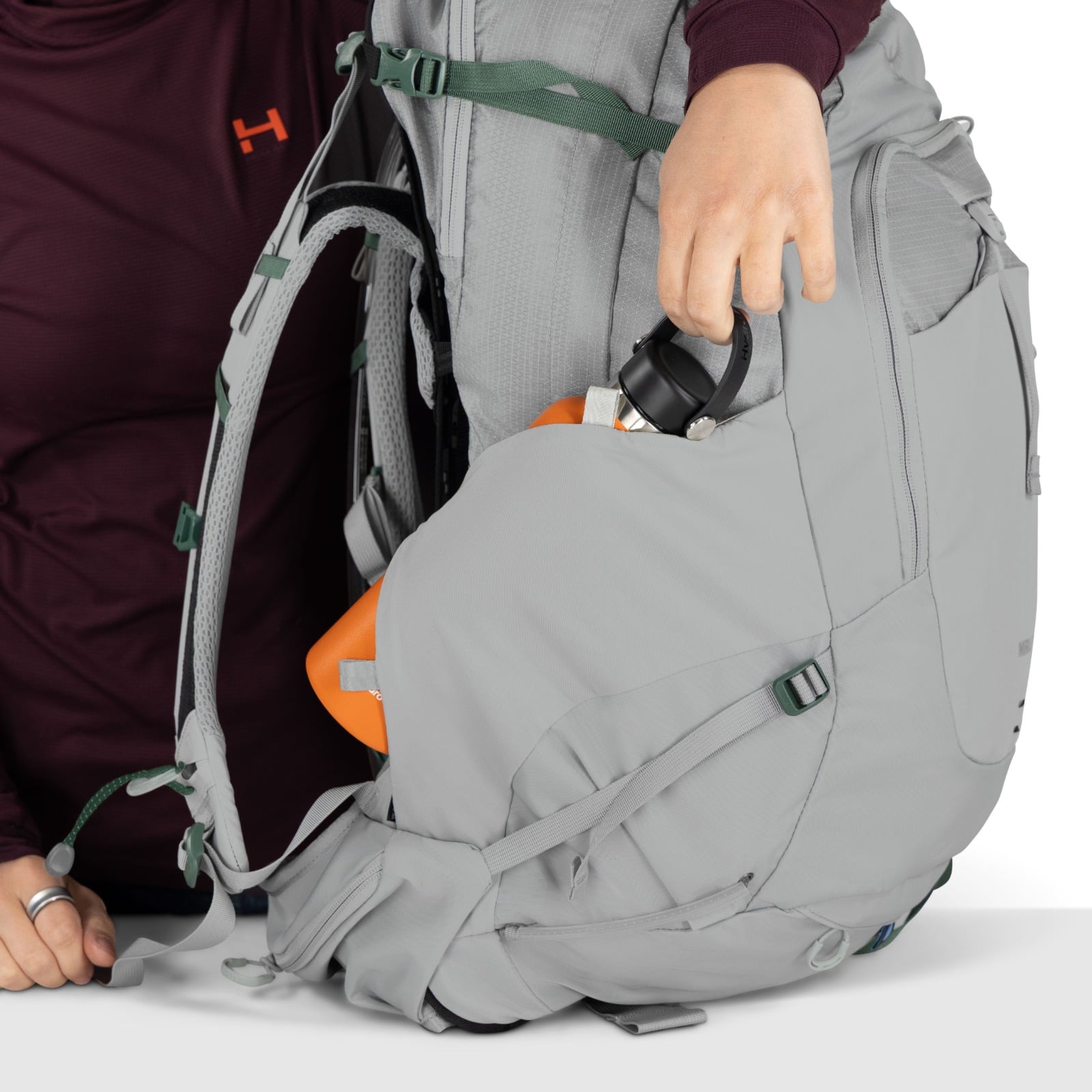 Osprey Mira 34 Women's Hiking Hydration Backpack 34L in Light Grey — detail view 5