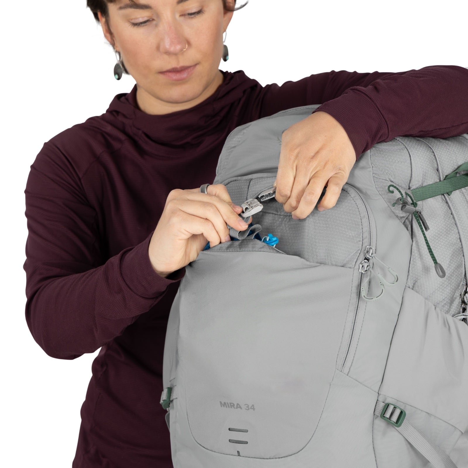 Osprey Mira 34 Women's Hiking Hydration Backpack 34L in Light Grey — detail view 6